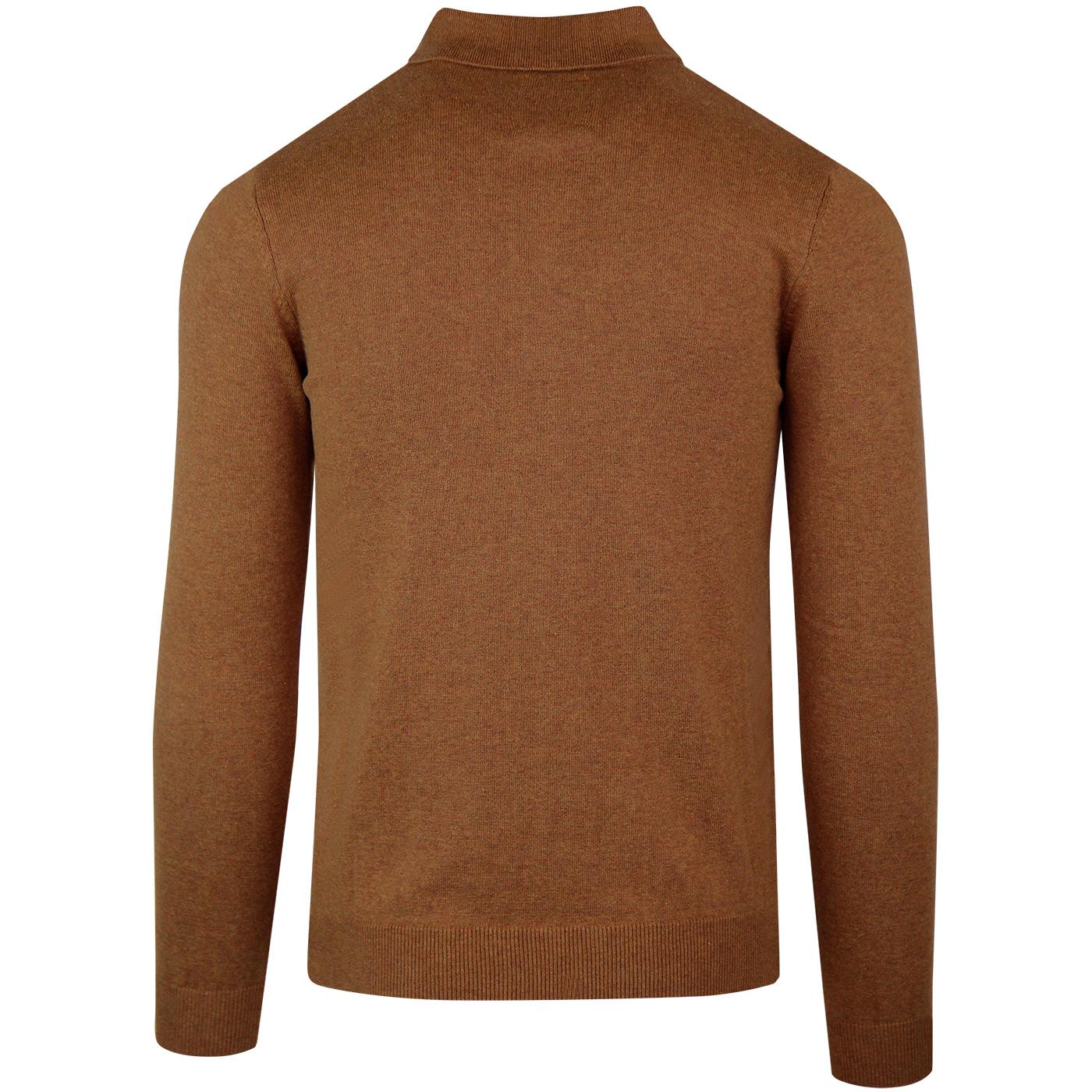 GUIDE LONDON Men's 1960s Mod Waffle Knit Polo Shirt Rust