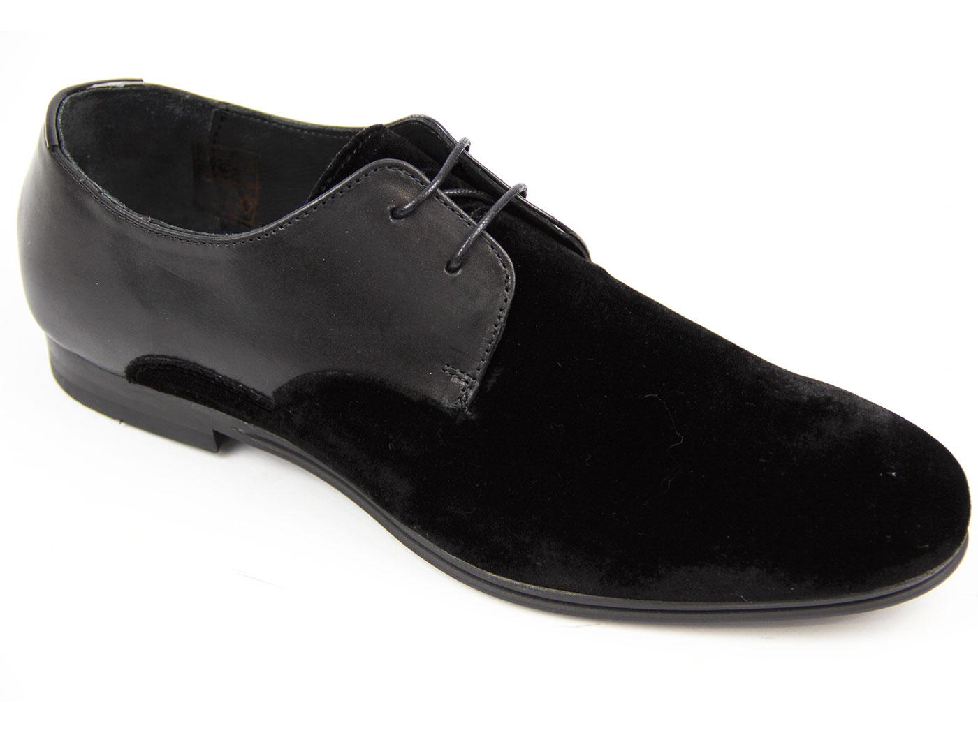 H by HUDSON Robbins Retro Mod Velvet & Leather Shoes Black
