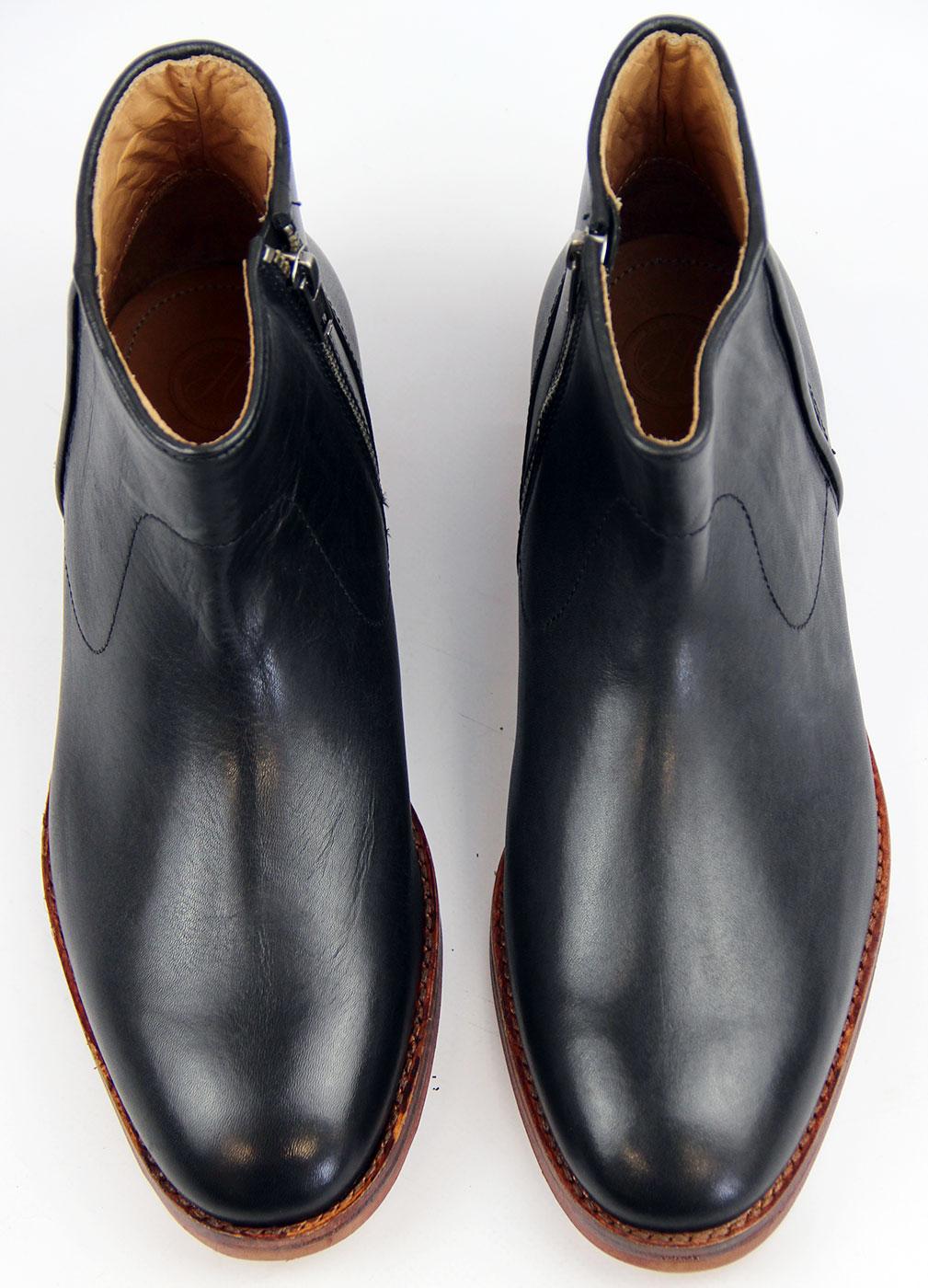 H by HUDSON Hobart Retro 60s Mod Zip Side Dealer Boots in Black