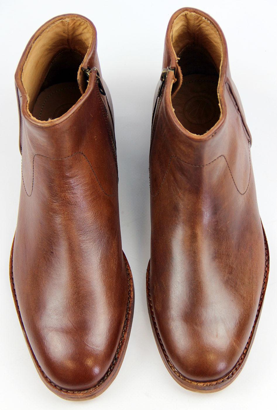 H by HUDSON Hobart Retro 60s Mod Zip Side Dealer Boots in Tan