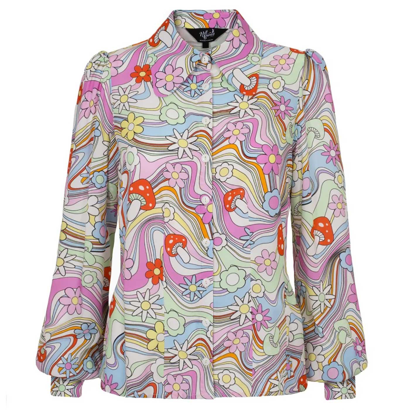 Happy Daze Hell Bunny 60s Psychedelic Print Blouse