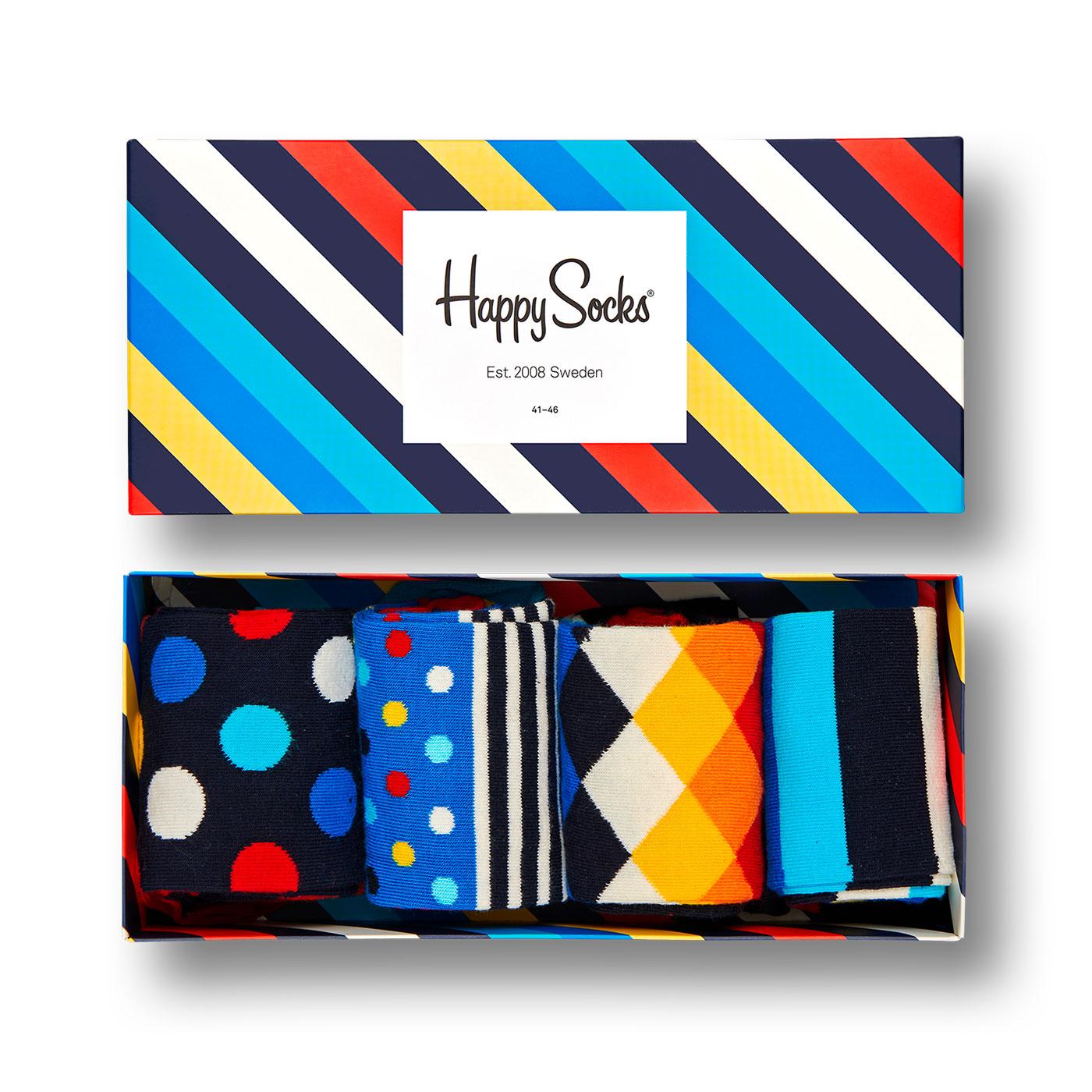 +Happy Socks 4 Pack Spots & Stripes Gift Set 