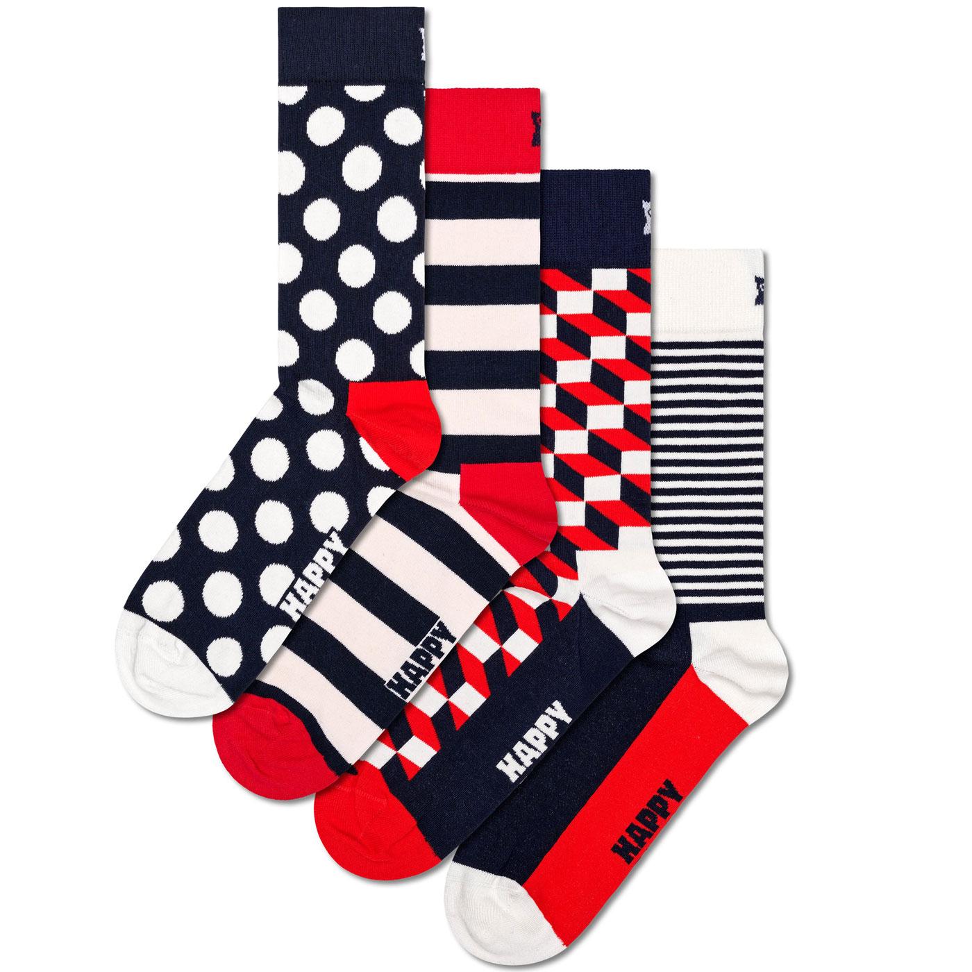 +Happy Socks Classic Navy 4 Pack Socks Gift Set