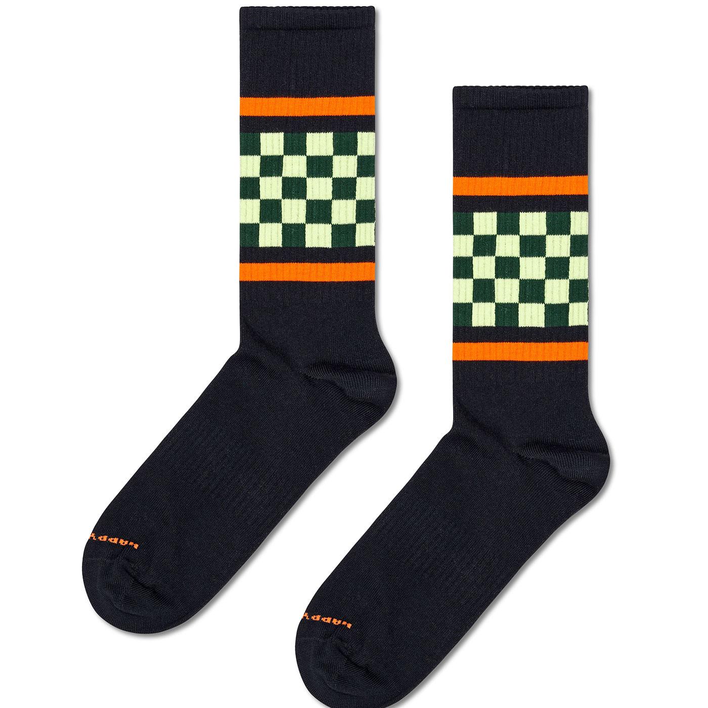 +Happy Socks Checked Stripe Mod Sneaker Socks B/G