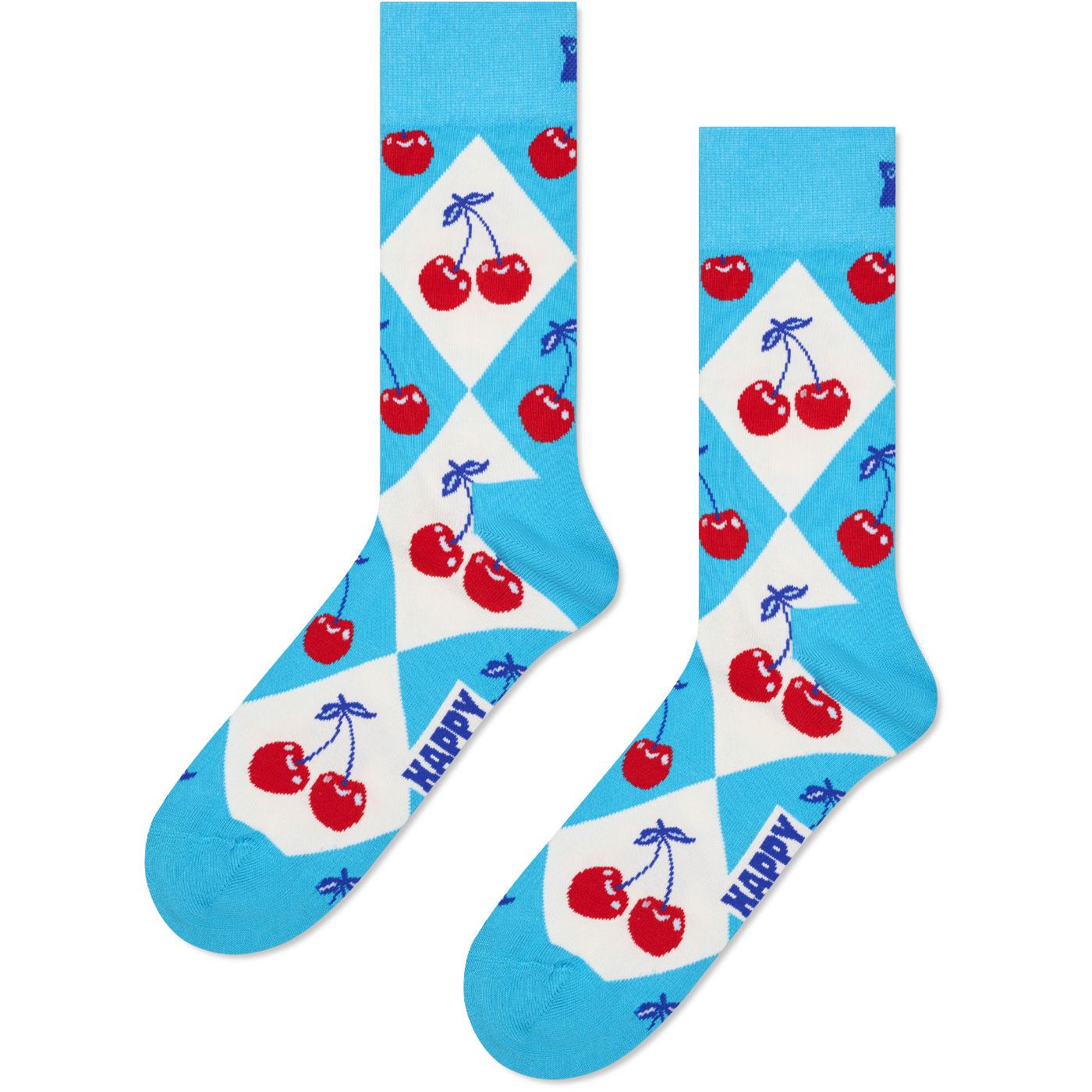 +Happy Socks Women's Cherry Argyle Crew Socks T