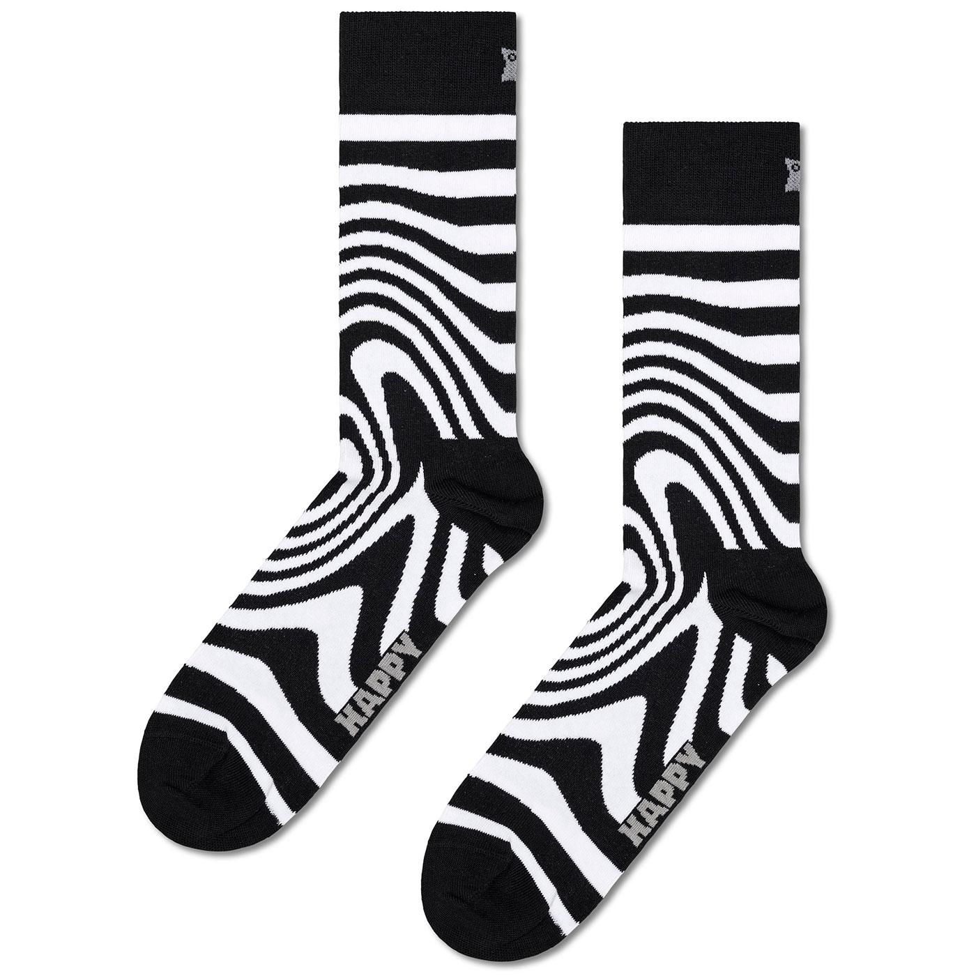 +HAPPY SOCKS Men's Dizzy Zebra Retro Crew Socks