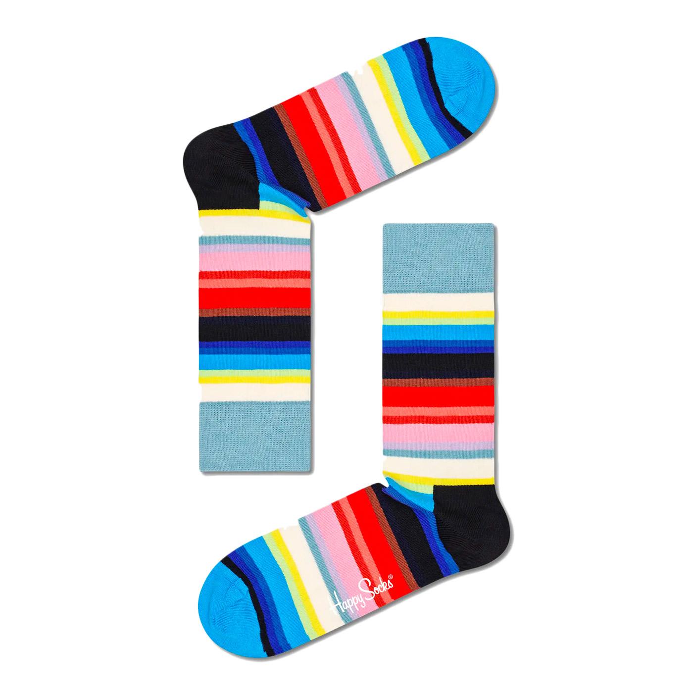 HAPPY SOCKS Gradient Stripe 70s Rainbow Socks Duck Egg