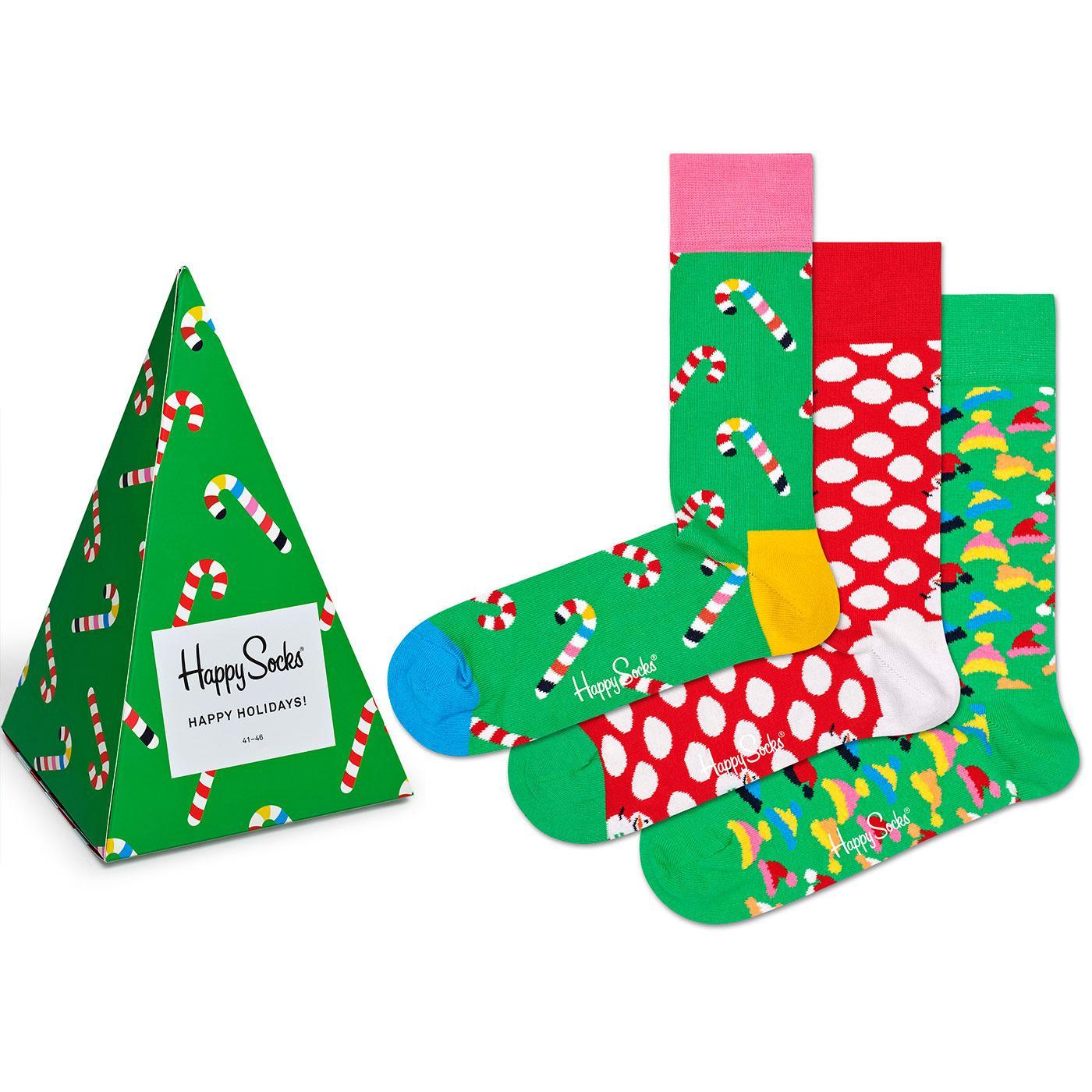 HAPPY SOCKS Holiday Tree Christmas Sock Retro Gift Box