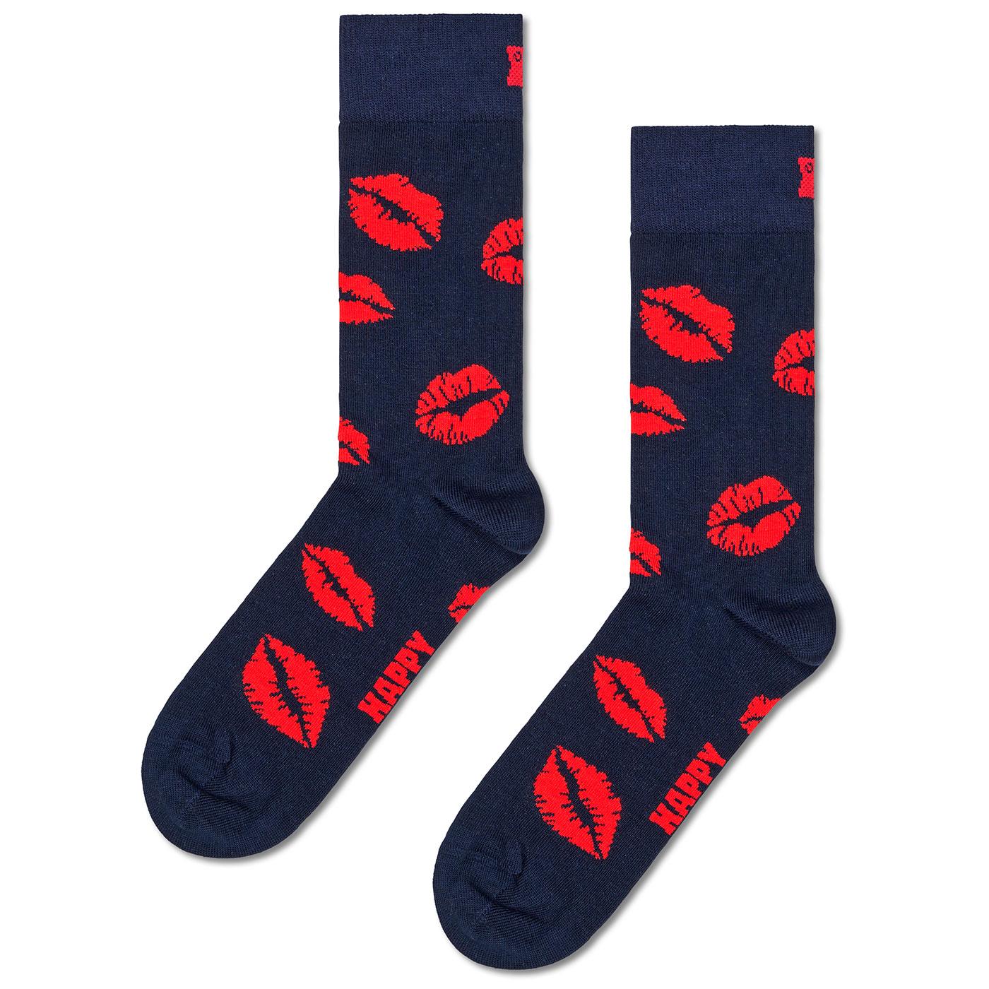 +Happy Socks Retro Puckered Kisses Crew Socks N/R