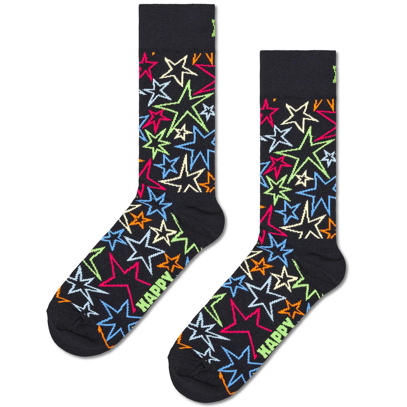 +Happy Socks Multicoloured Mega Star Crew Socks