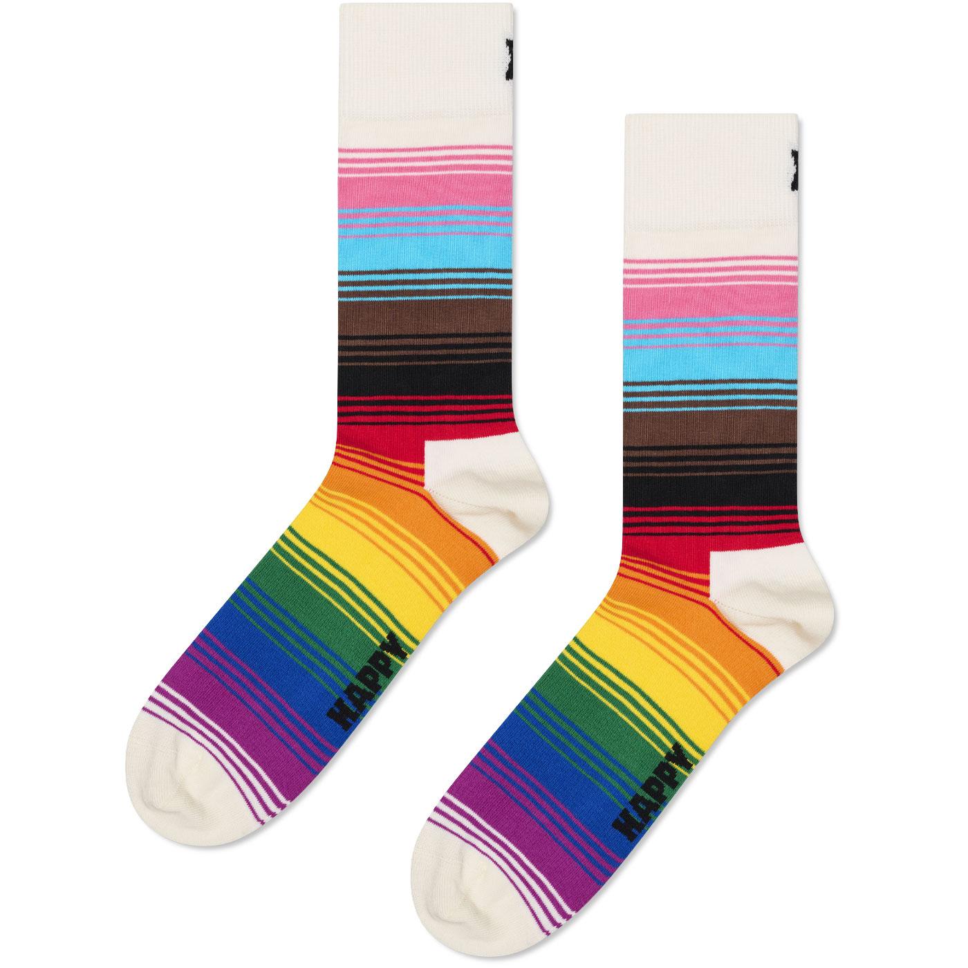 +Happy Socks Men's Rainbow Pride Stripe Crew Socks