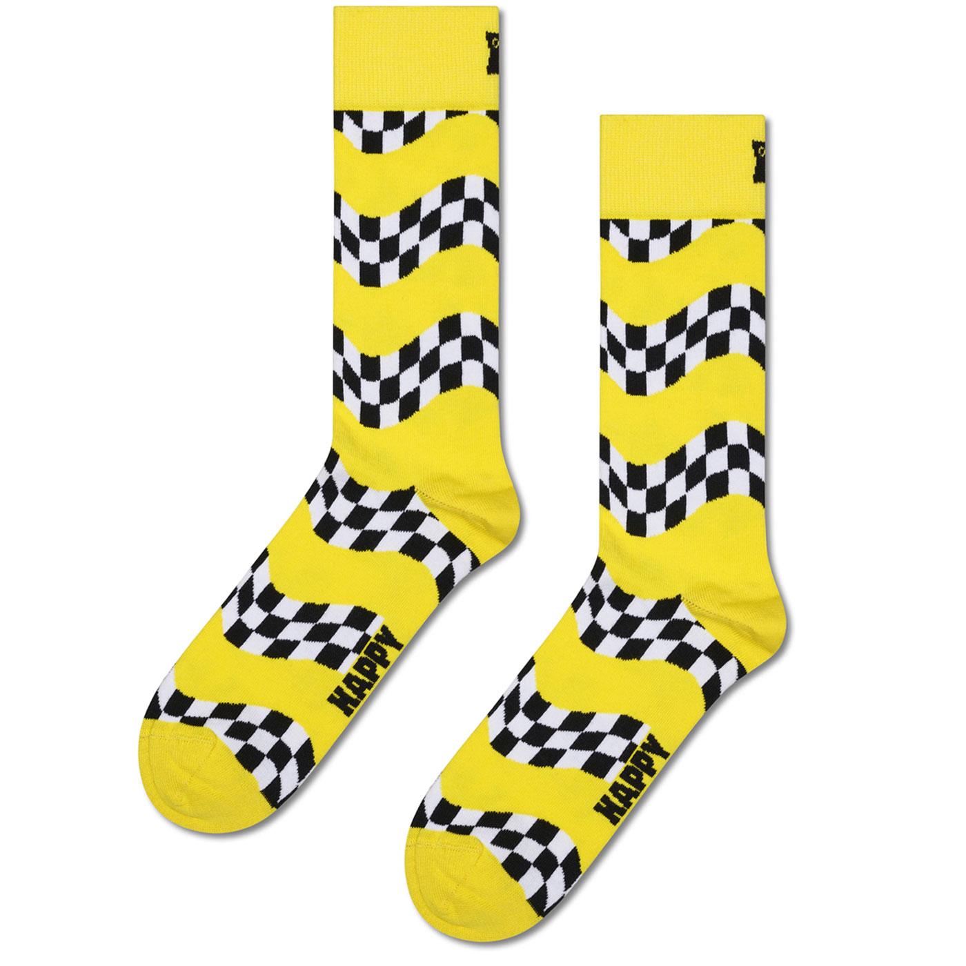 +Happy Socks Chequered Flag Stripe Race Socks Y