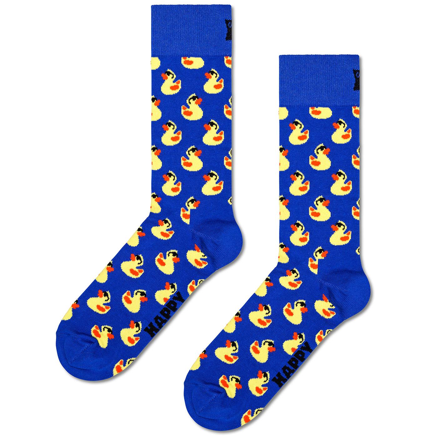 +Happy Socks Retro Rubber Duck Crew Socks (Blue)