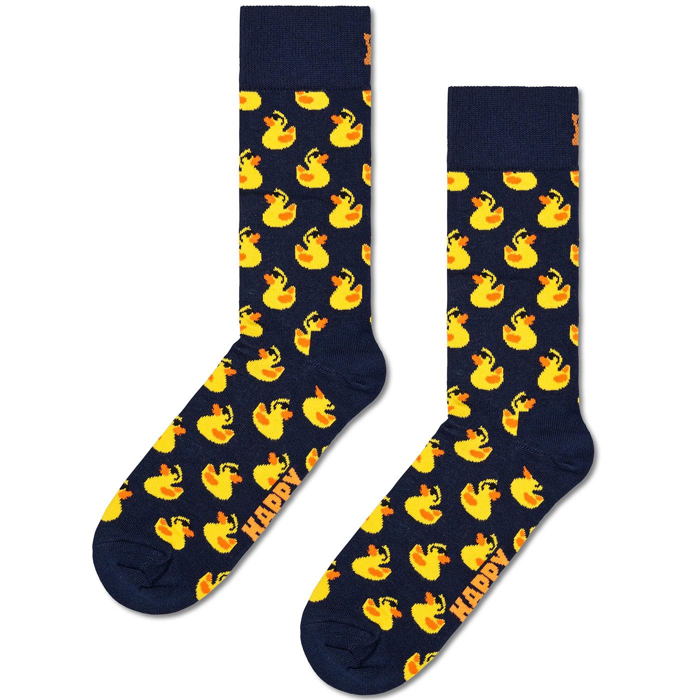 +Happy Socks Retro Rubber Duck Crew Socks (Navy)