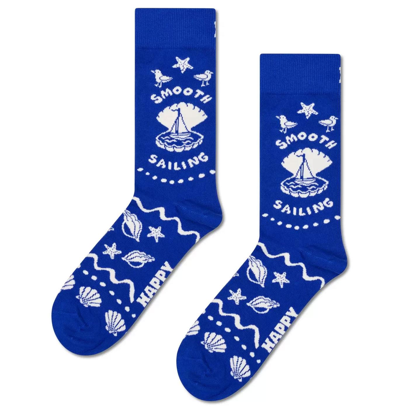 +Happy Socks Smooth Sailing Retro Seaside Socks B