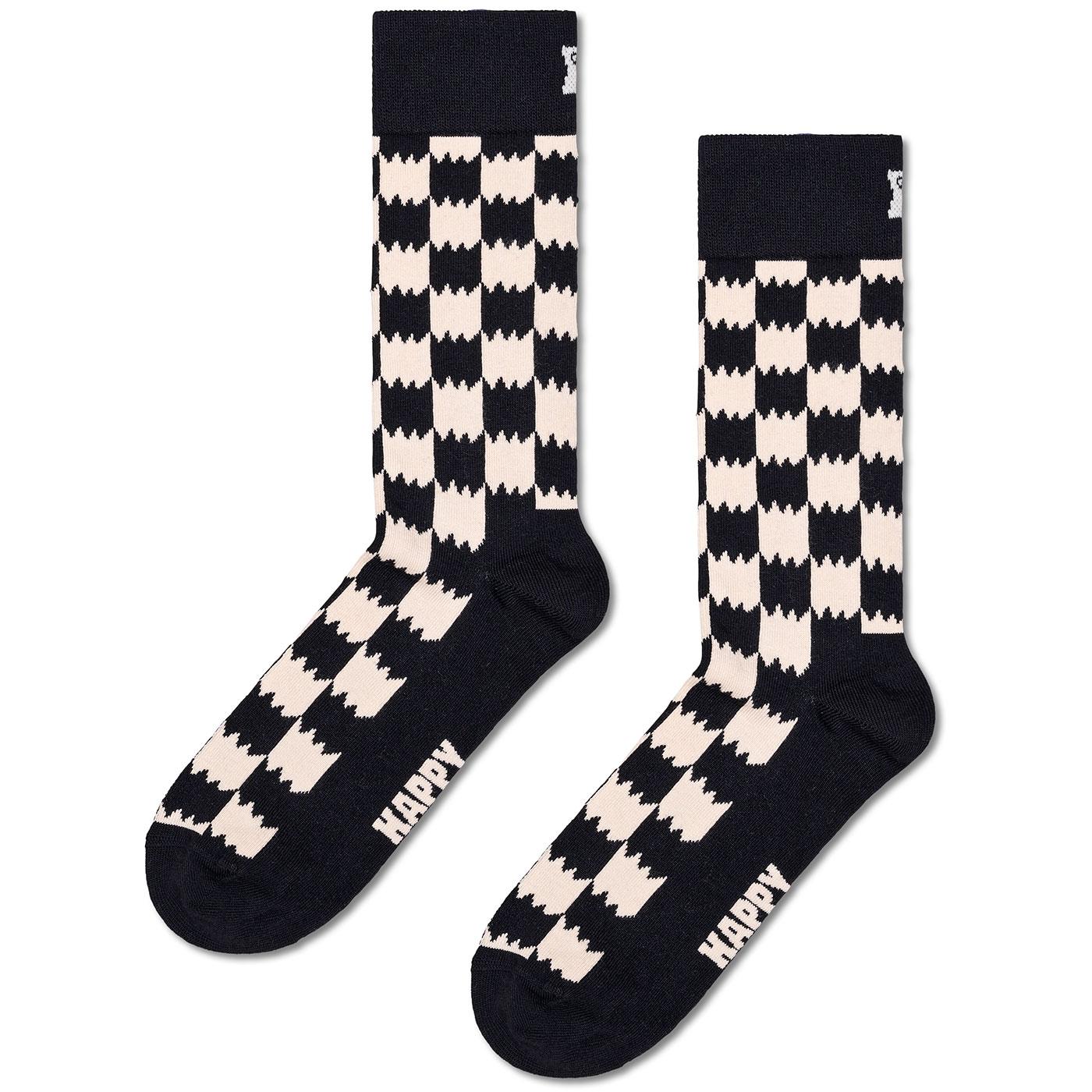 +Happy Socks Retro 2Tone Dizzy Check Crew Socks 