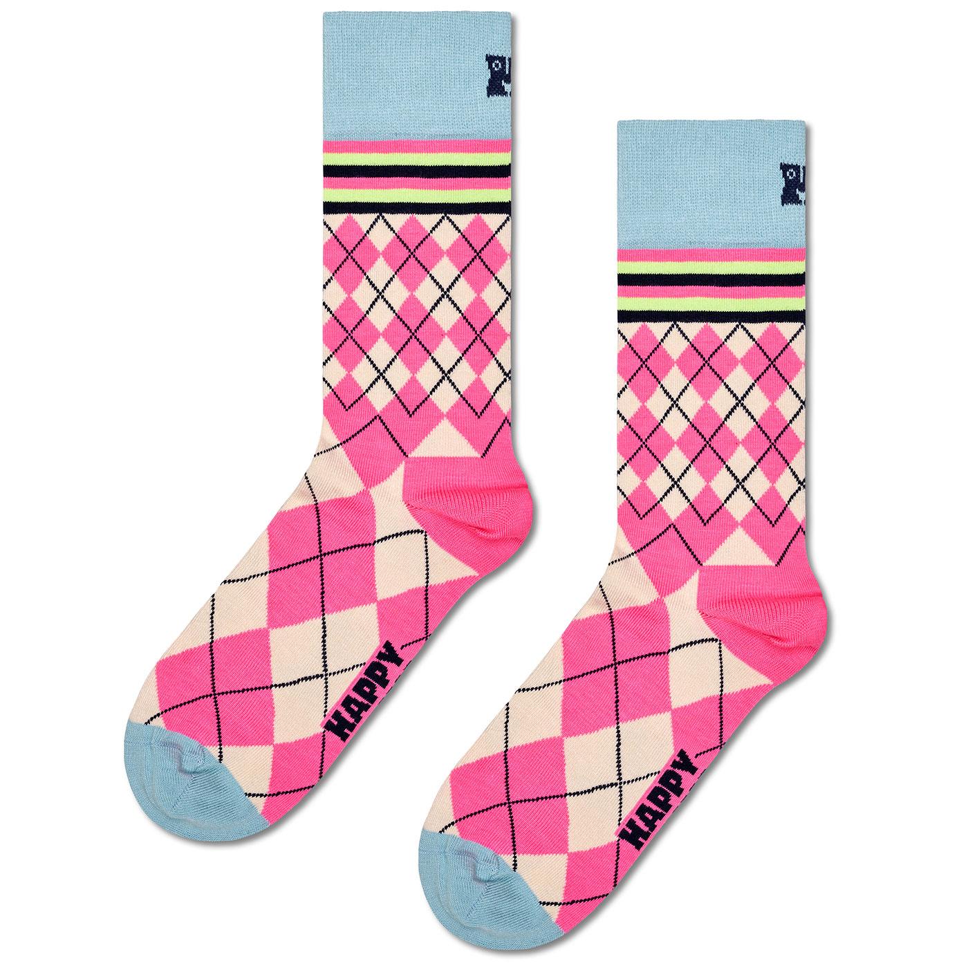 +Happy Socks Women's Retro Mixed Argyle Crew Socks