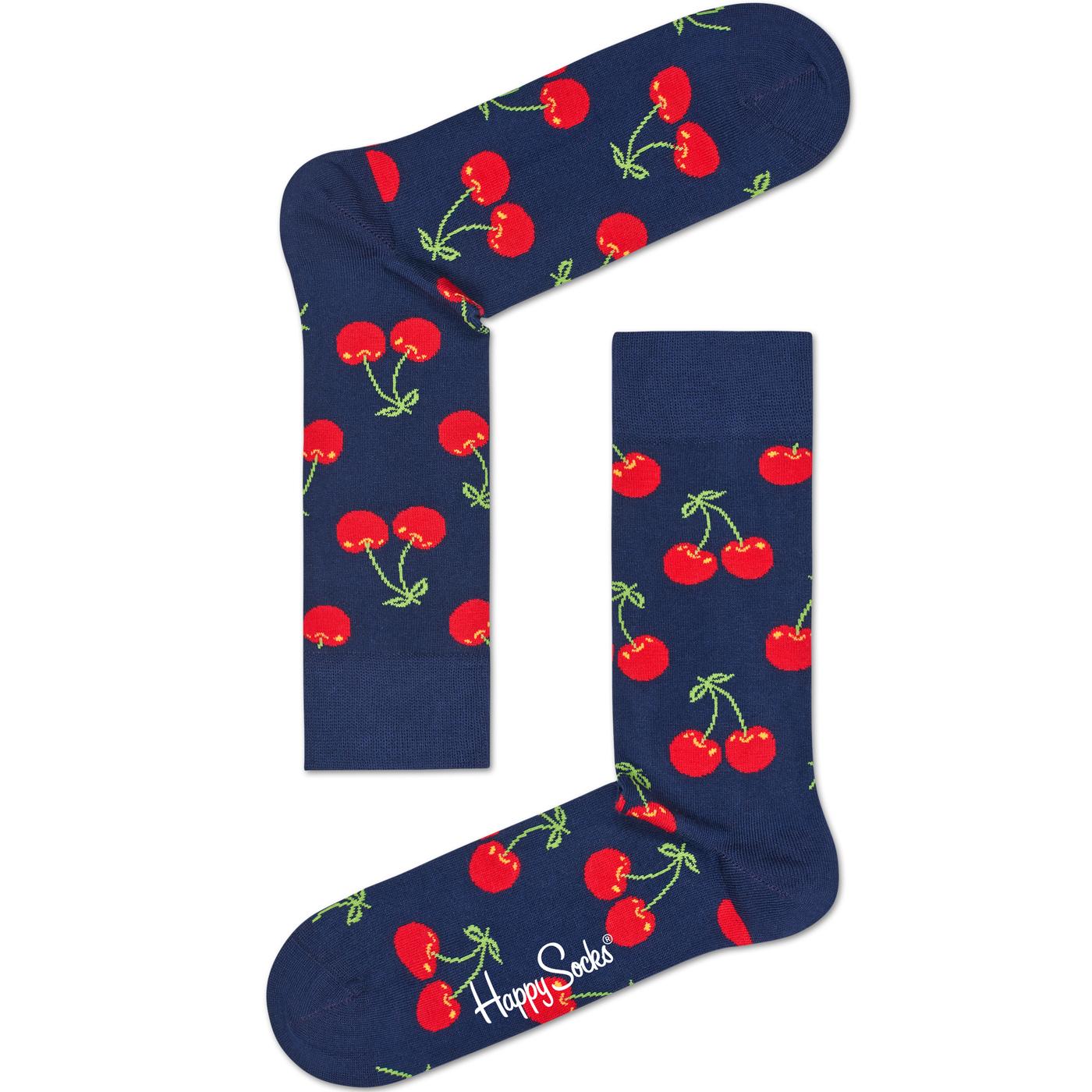 + HAPPY SOCKS Men's Retro Cherry Socks (Navy)