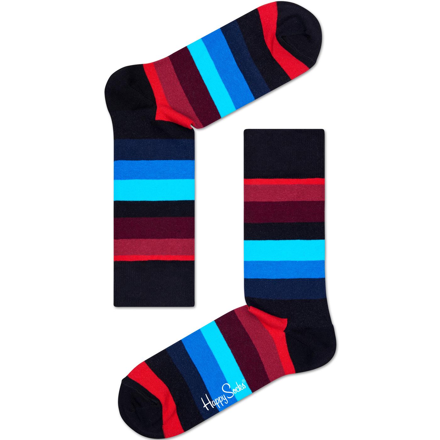 + HAPPY SOCKS Classic Retro Stripe Socks (Black)