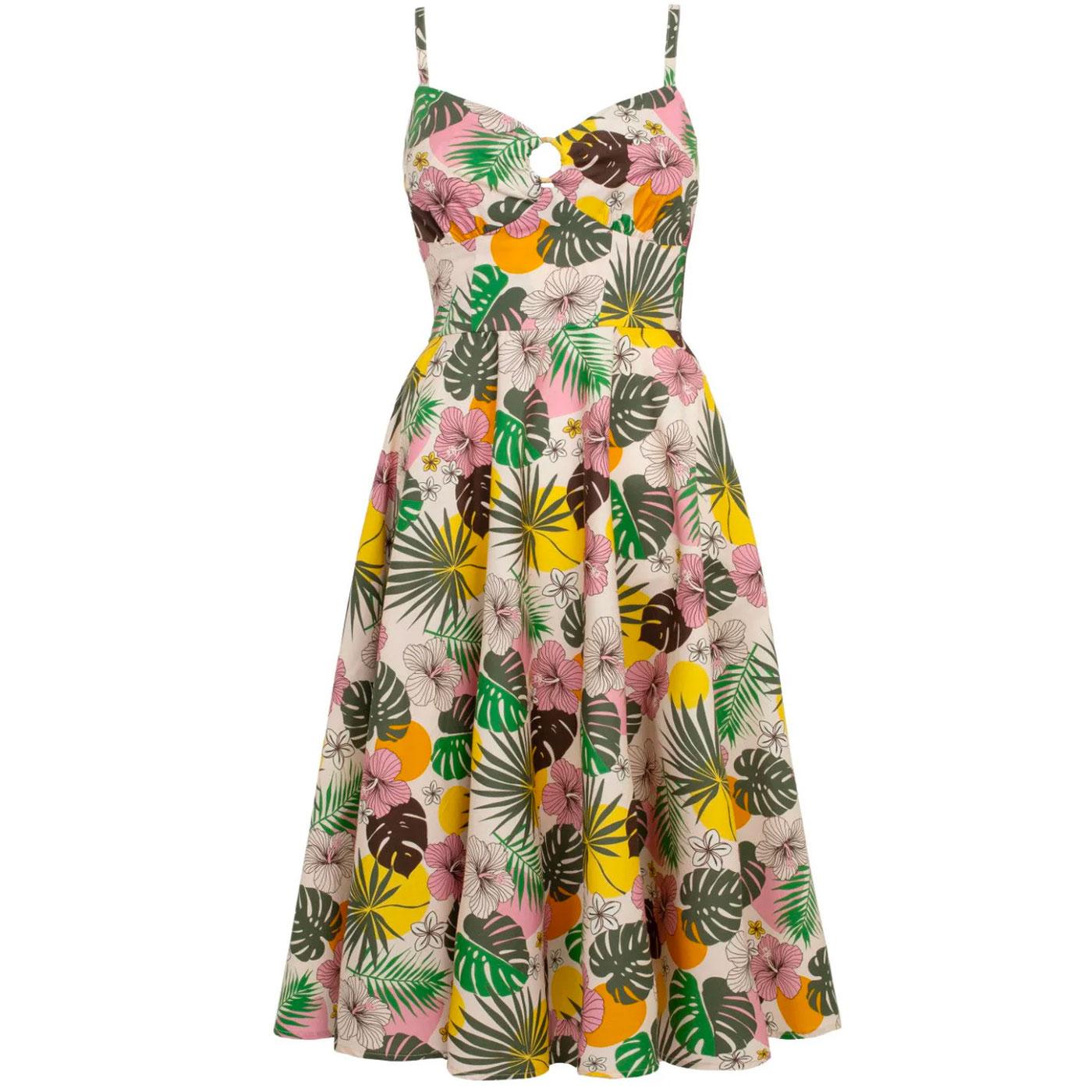 Benita Hell Bunny 50s Tropical Print Midi Dress