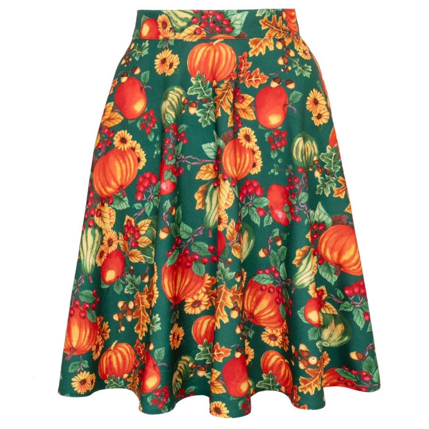 Hell Bunny Autumn Pumpkin Retro 50s Flared Skirt