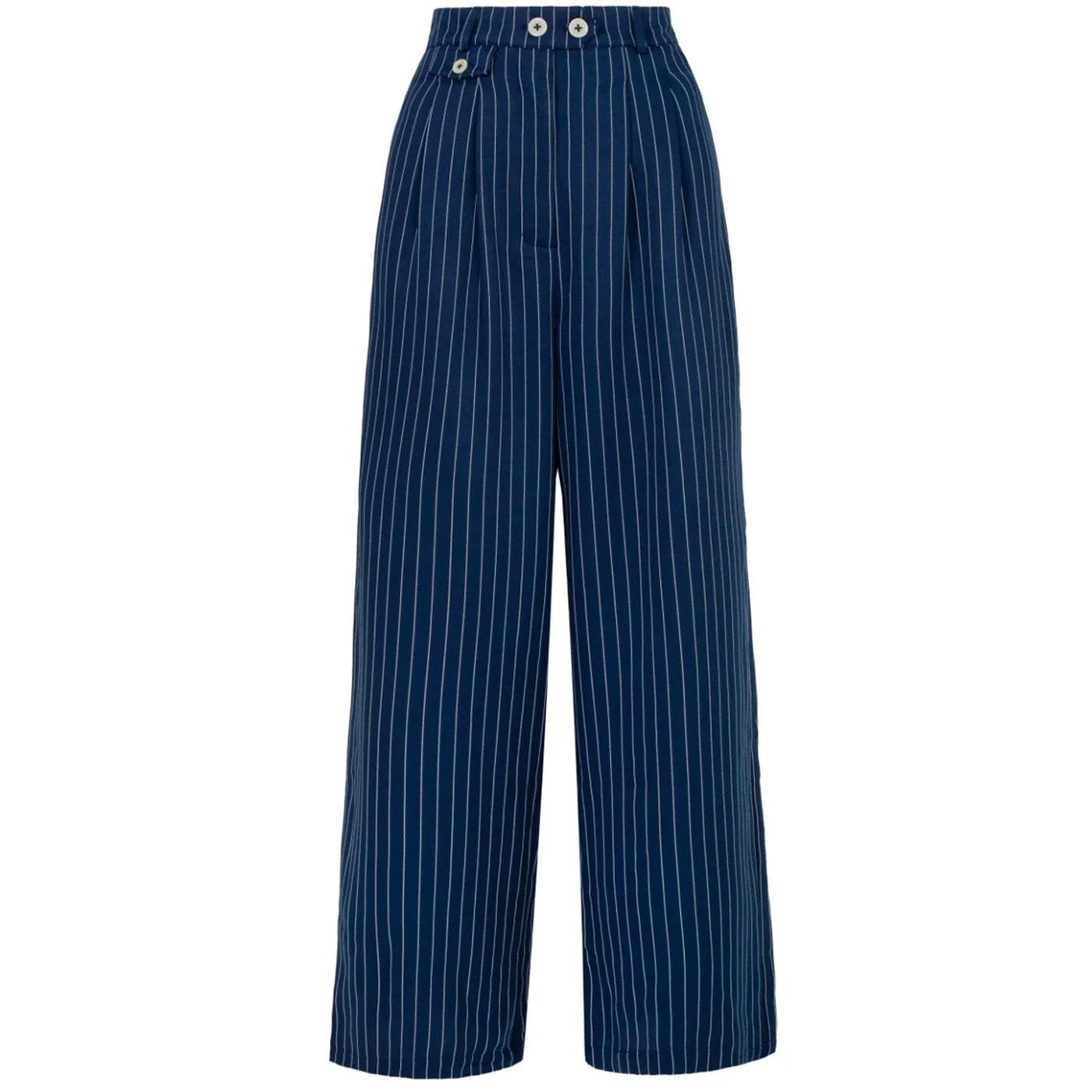 Costello Hell Bunny Pinstripe Wide Leg Trousers 