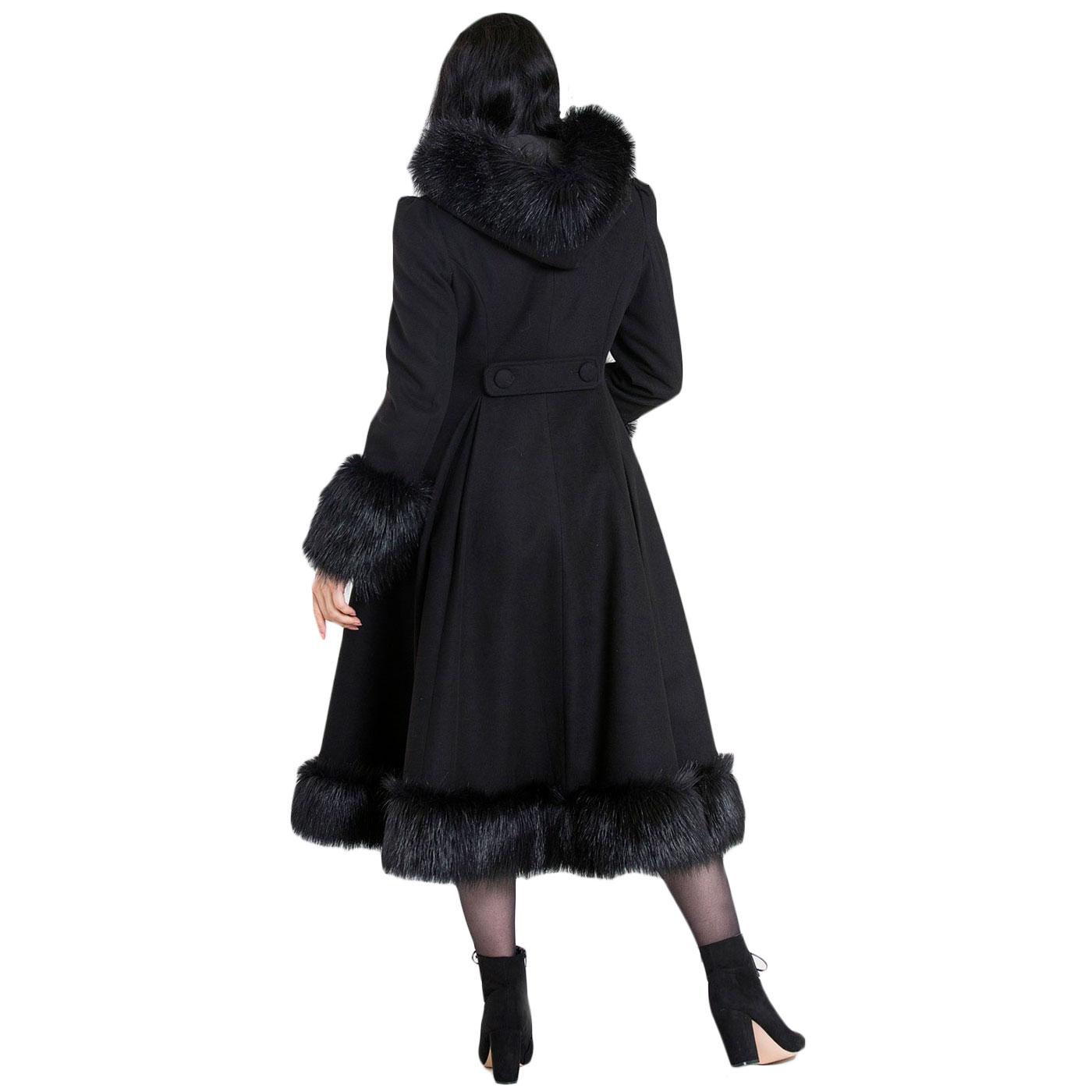 Hell Bunny Swing Coat with Faux Fur Trim outlet Black S (Read full description!)