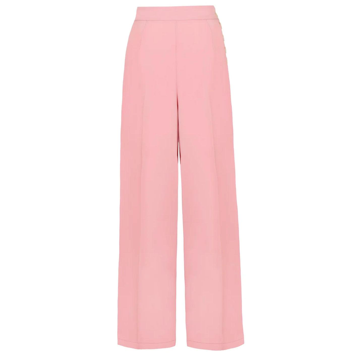 Giselle Hell Bunny Pink Wide Leg 50s Trousers 