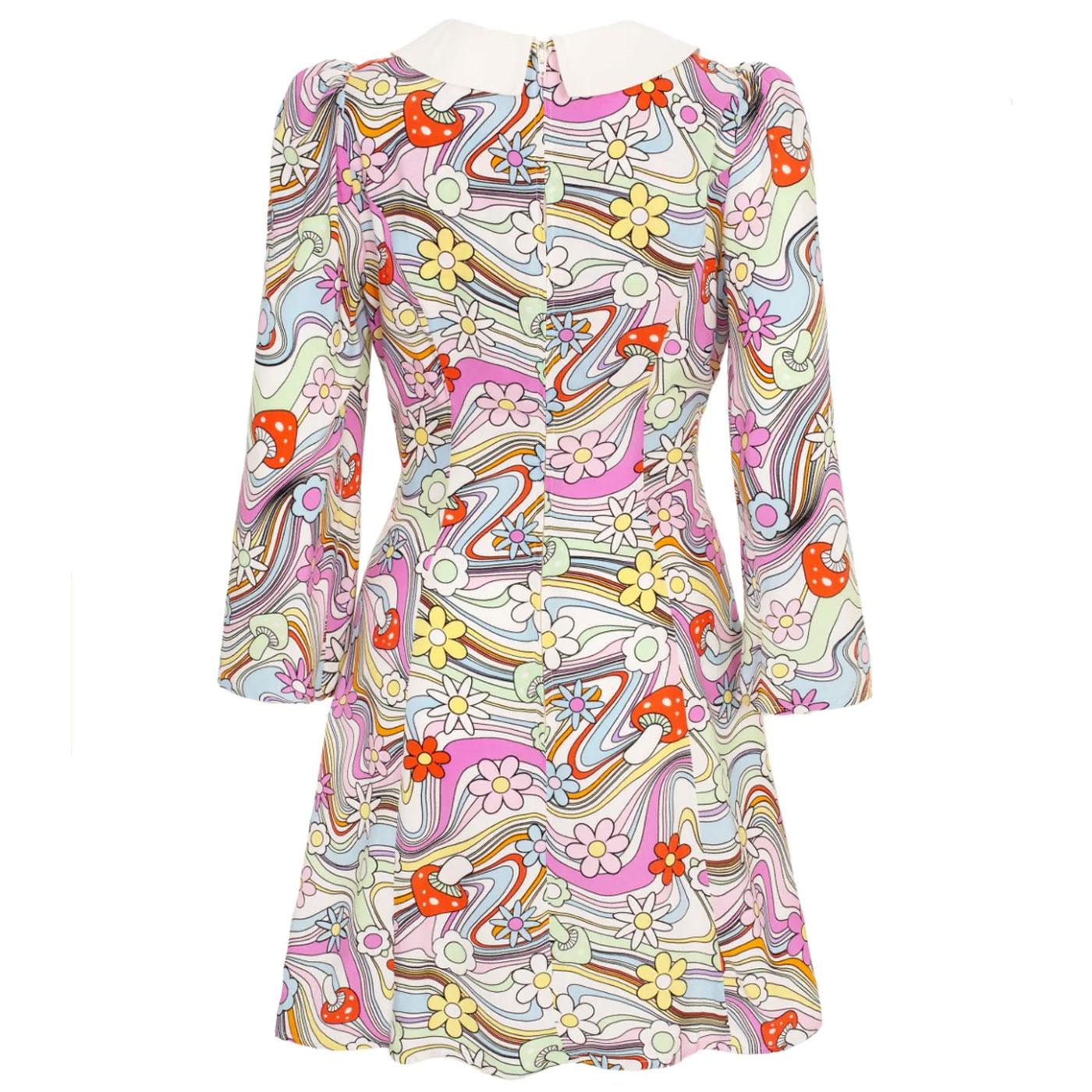 Happy Daze Hell Bunny Retro 60s Psychedelic Print Mini Dress