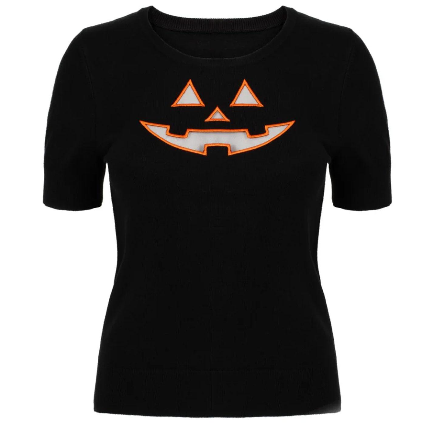 Jack-O-Lantern Hell Bunny Pumpkin Cut Out T-Shirt 