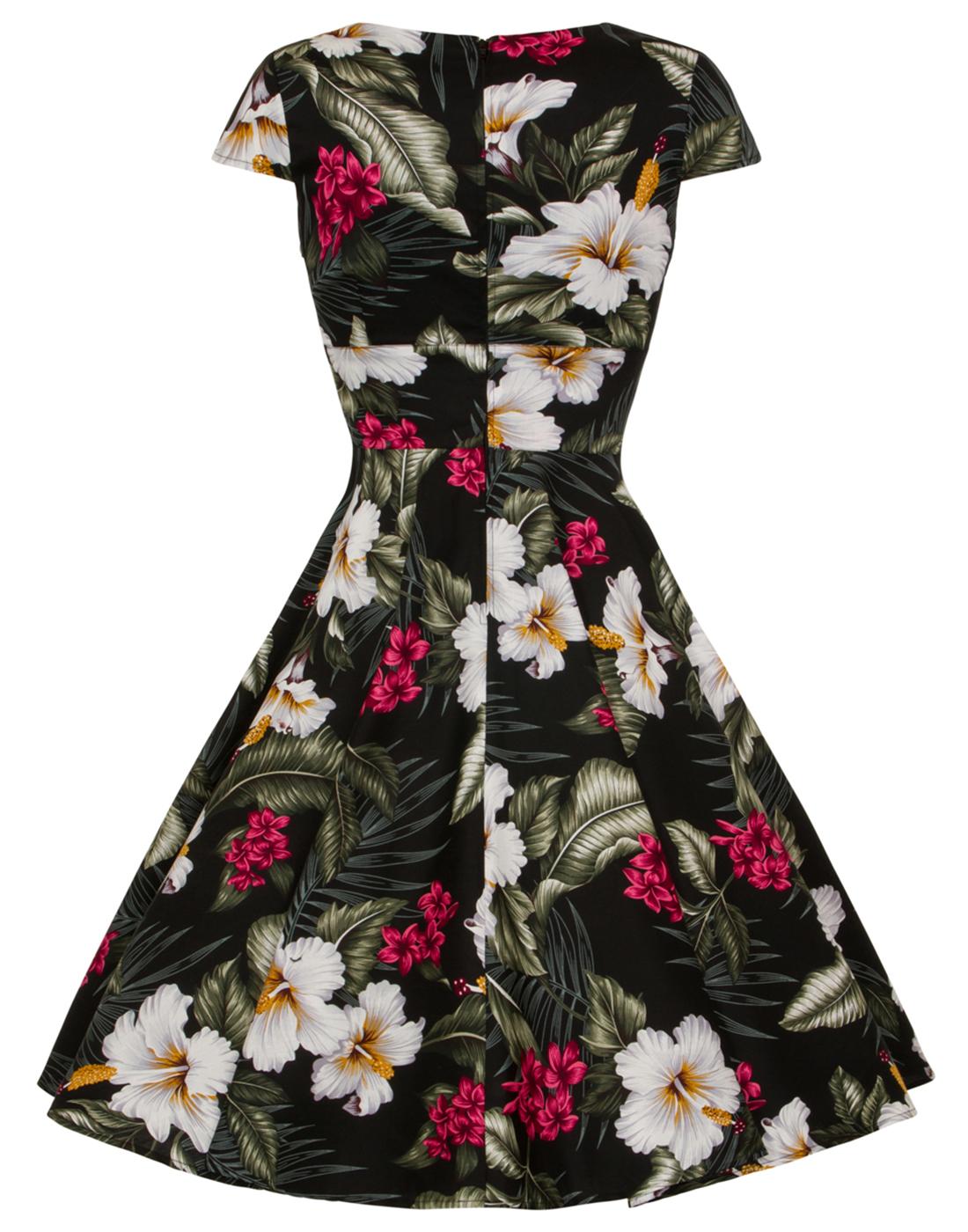 HELL BUNNY Kalei Vintage Retro Floral 50s Dress in Black