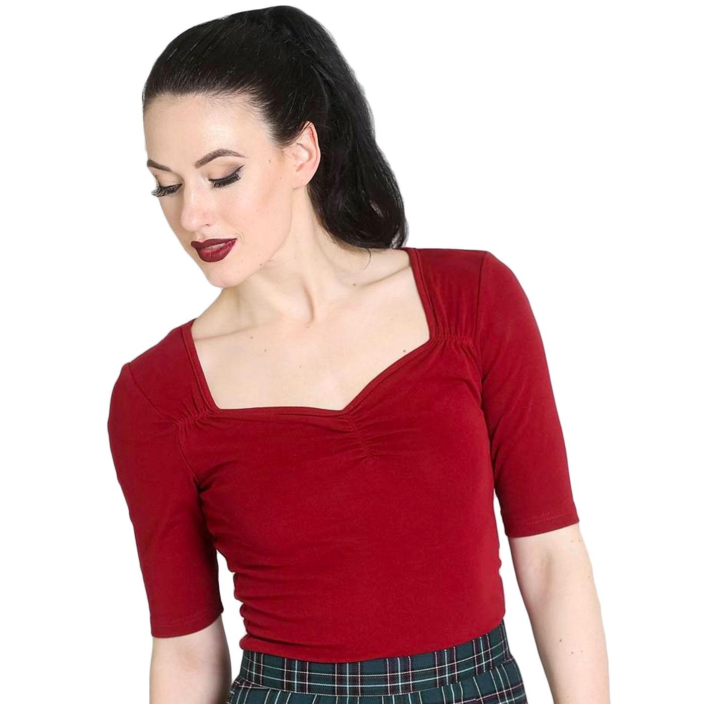 Philippa HELL BUNNY 1950s Vintage Top In Burgundy