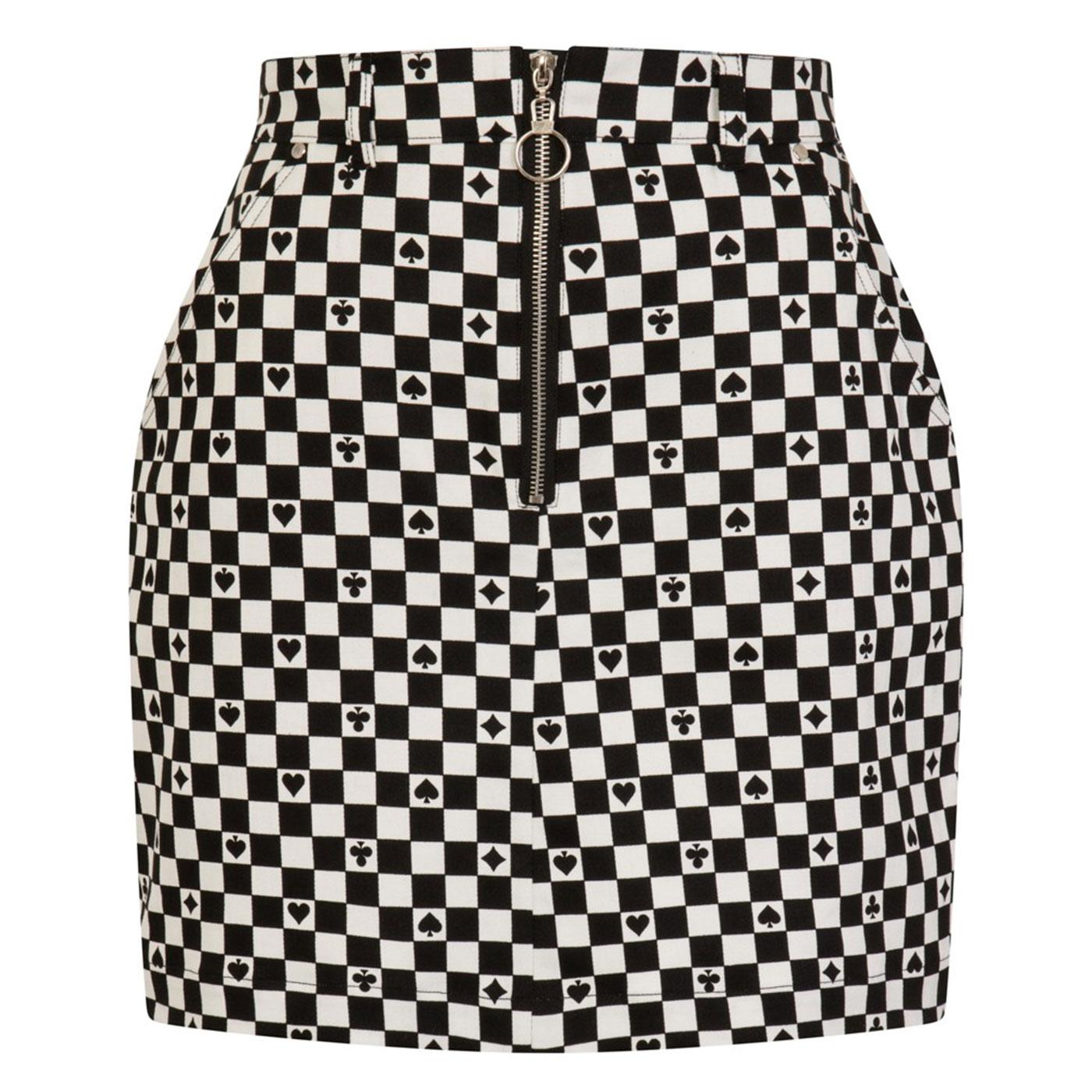 HELL BUNNY Pokerface Retro 60s Mod Mini Skirt