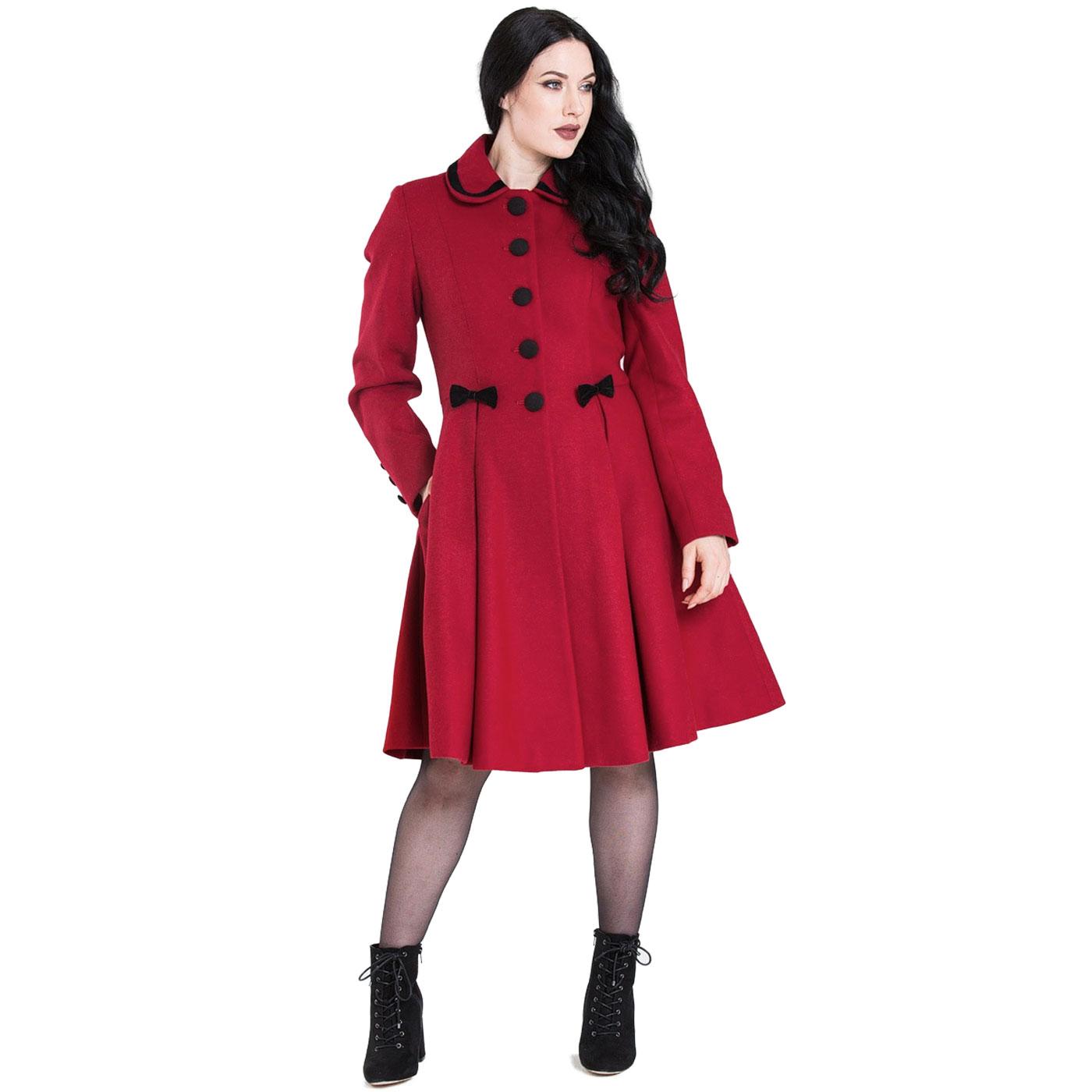 HELL BUNNY Olivia Womens Vintage 1950s Bow Coat Red