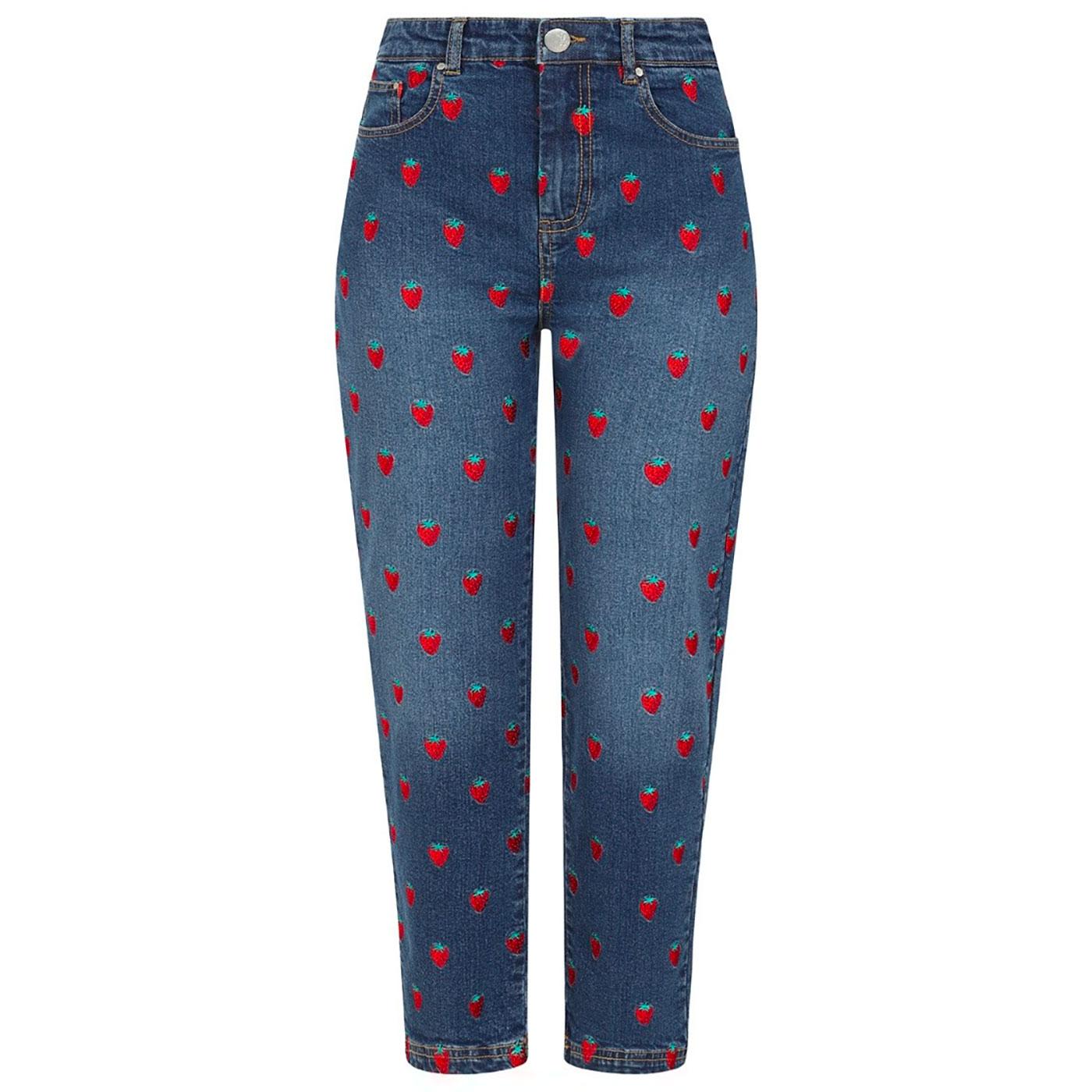 Strawberry HELL BUNNY Retro High Waist Denim Jeans