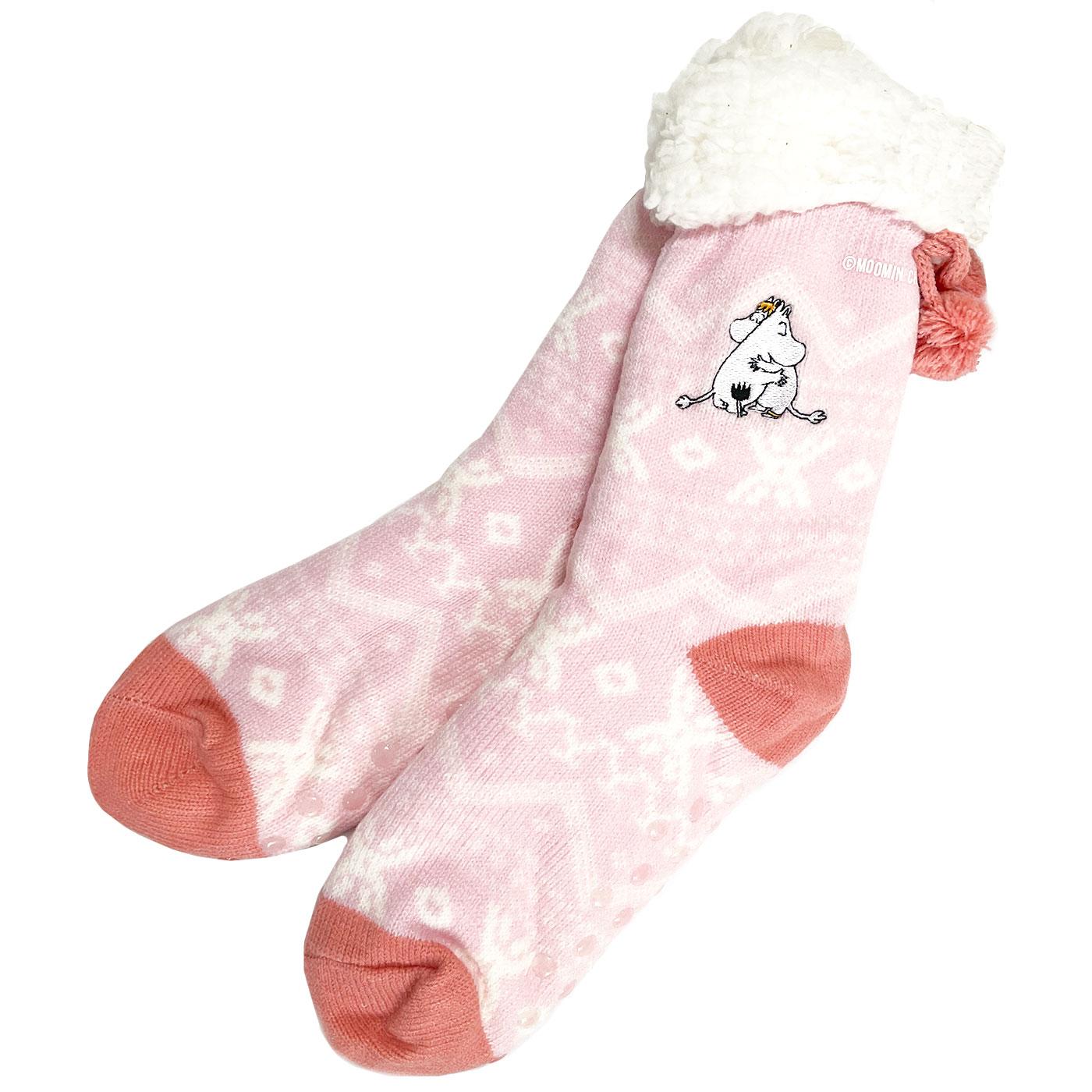 +Moomin Love Cosy Fleece Lined Slipper Socks Pink