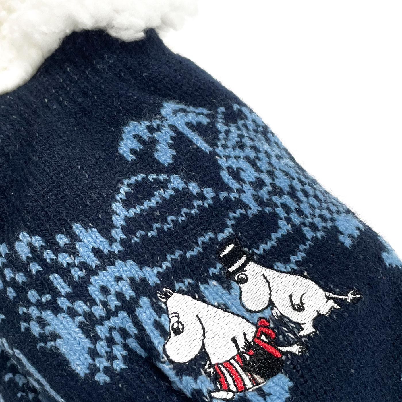 House Of Disaster Moomin Forest Retro Slipper Socks Navy Blue