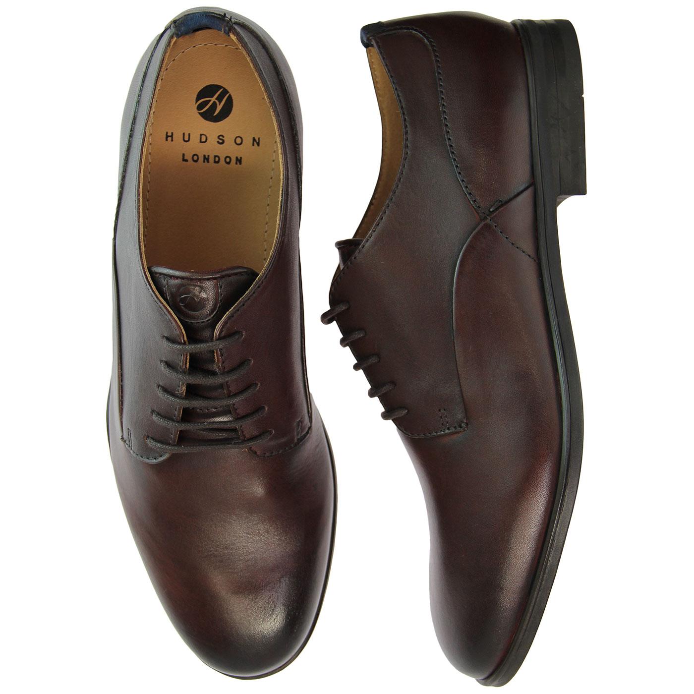 HUDSON Axminster 1960s Mod Leather Derby Shoes in Brown