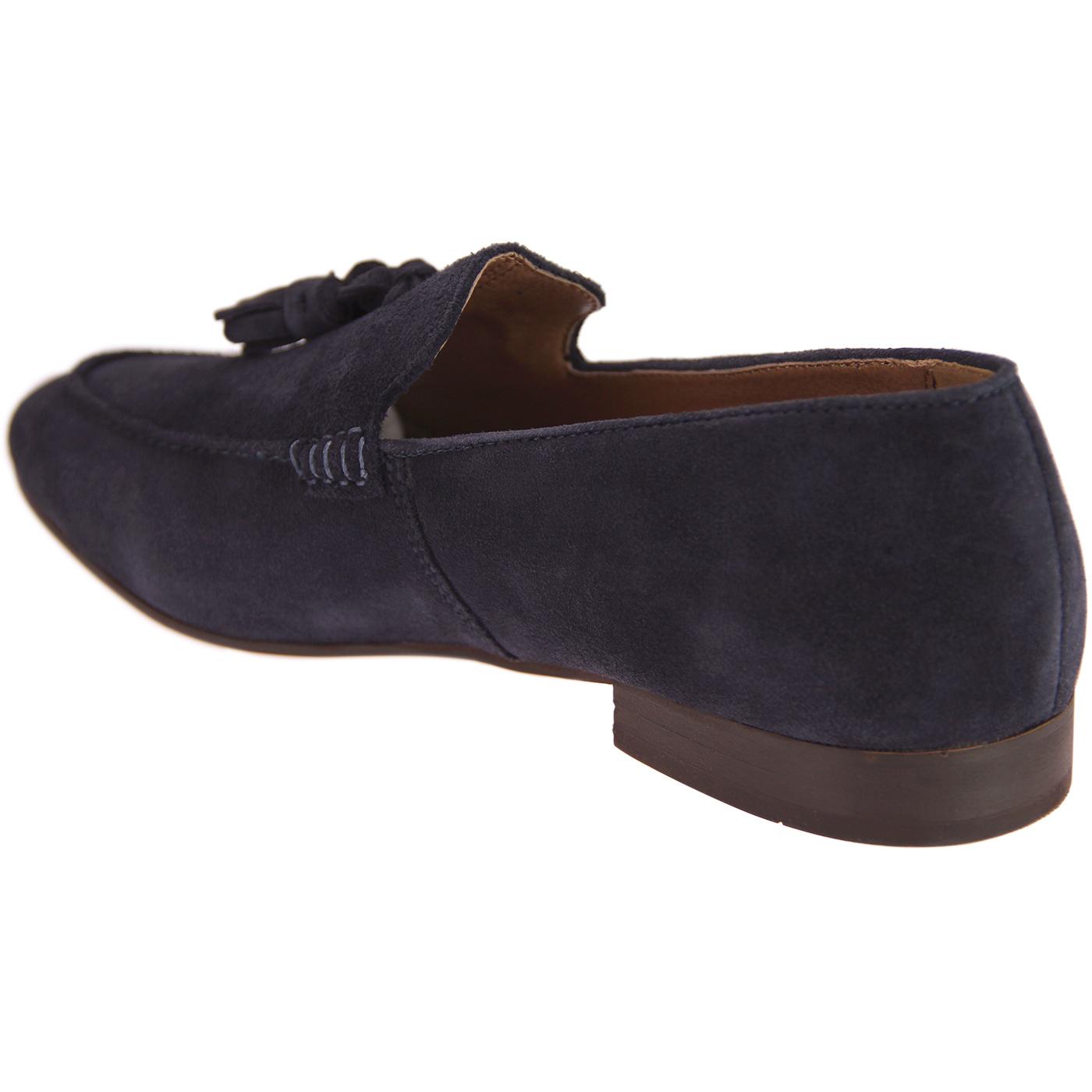 HUDSON Bolton Retro Mod Suede Tassel Loafer Shoes Navy