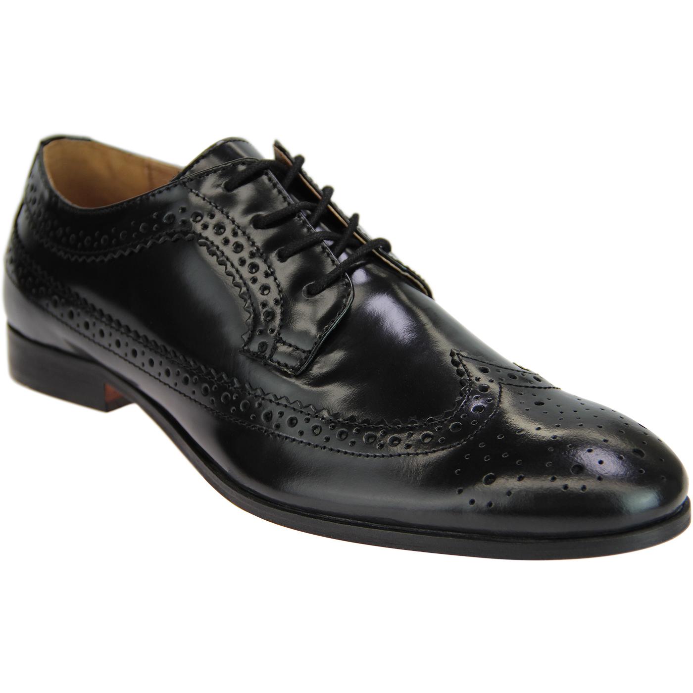 HUDSON Crowthorne Retro 60s Mod Leather Brogues in Black