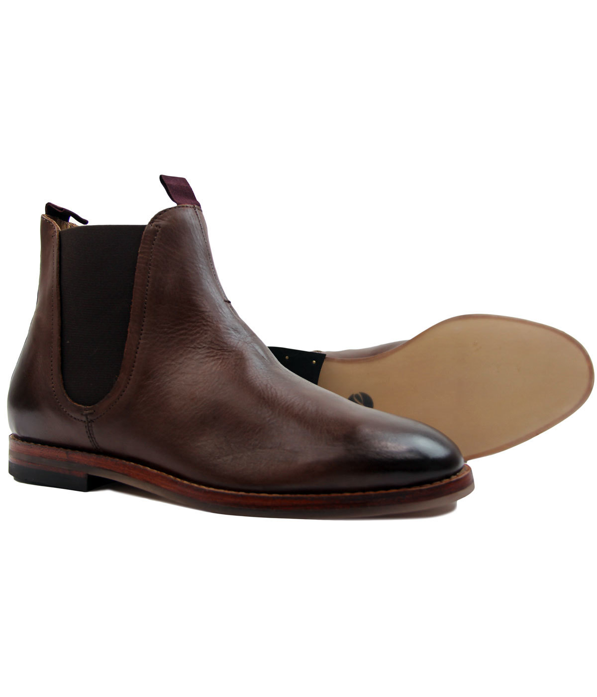Bunke af Laboratorium tåbelig H BY HUDSON Tamper Retro 1960s Mod Leather Chelsea Boots in Brown