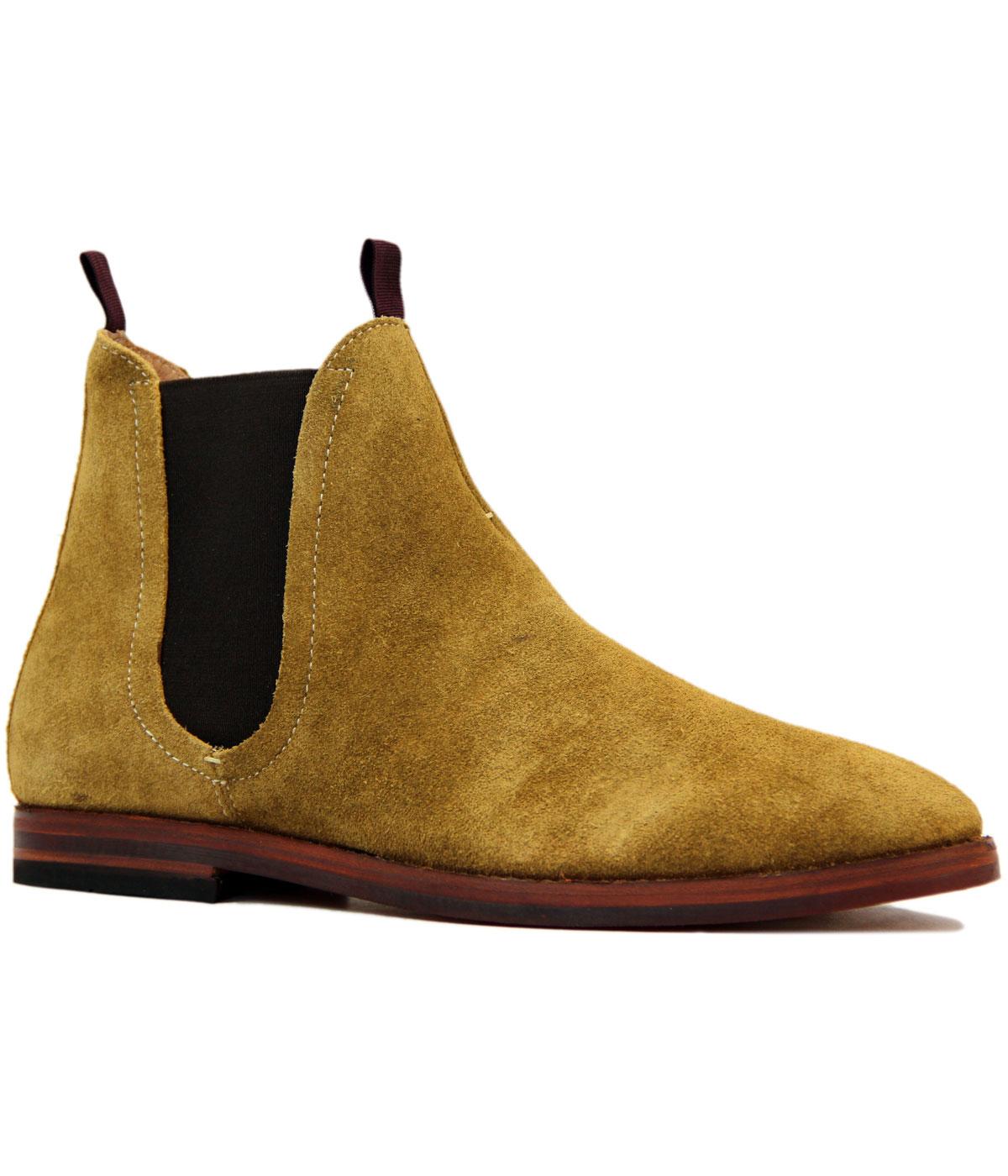 H BY HUDSON Tamper Retro Mod Suede Chelsea Boots in Sand