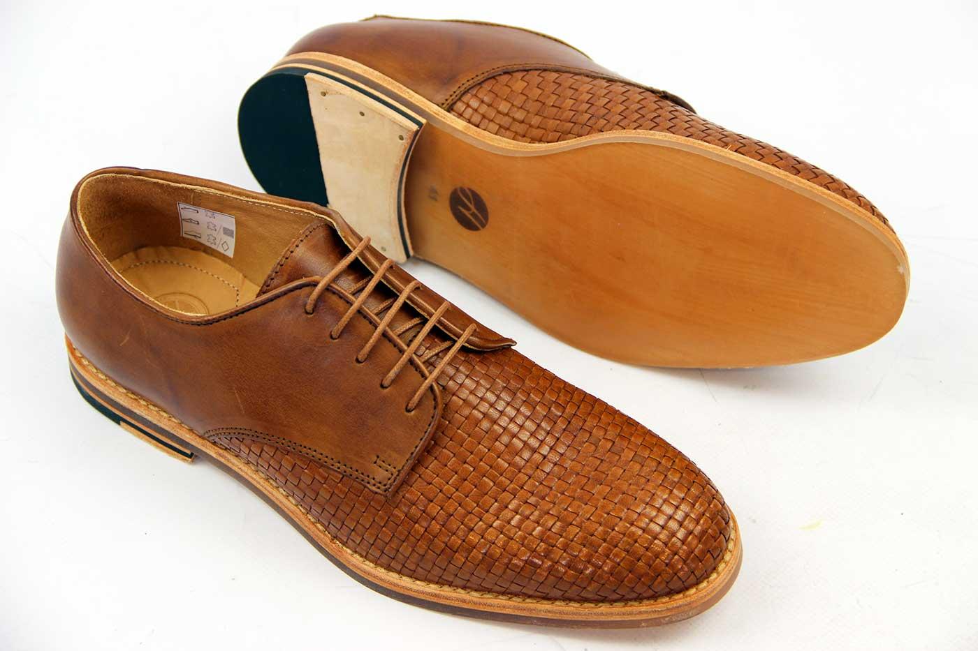 H by HUDSON Hadstone Weave Retro 60s Mod Derby Shoes Tan