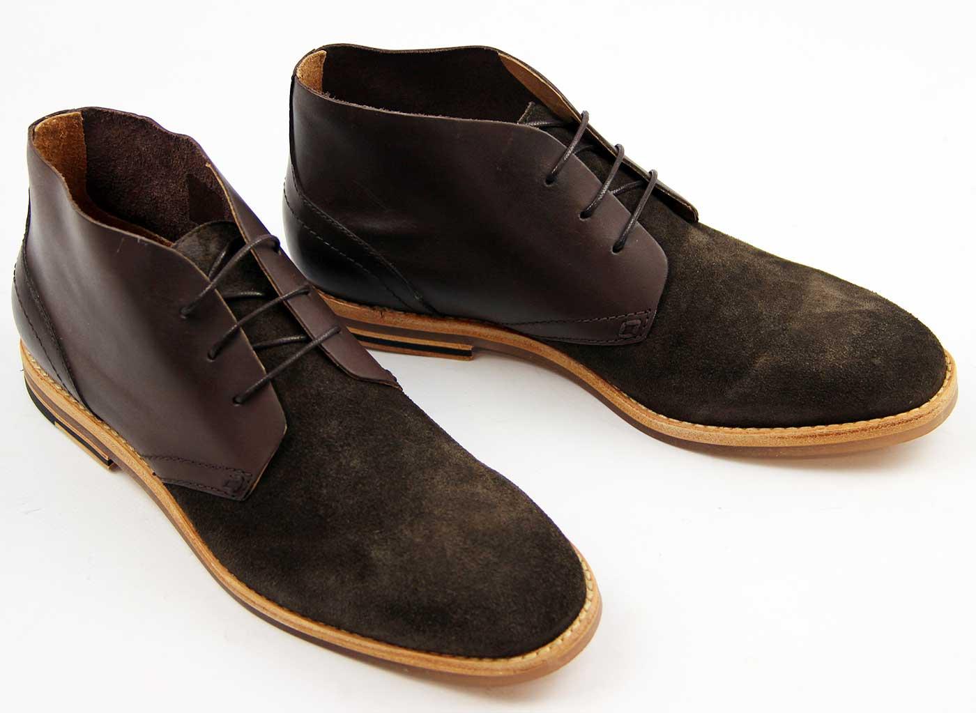 H by HUDSON Houghton Retro Mod Suede Leather Desert Boots Brown