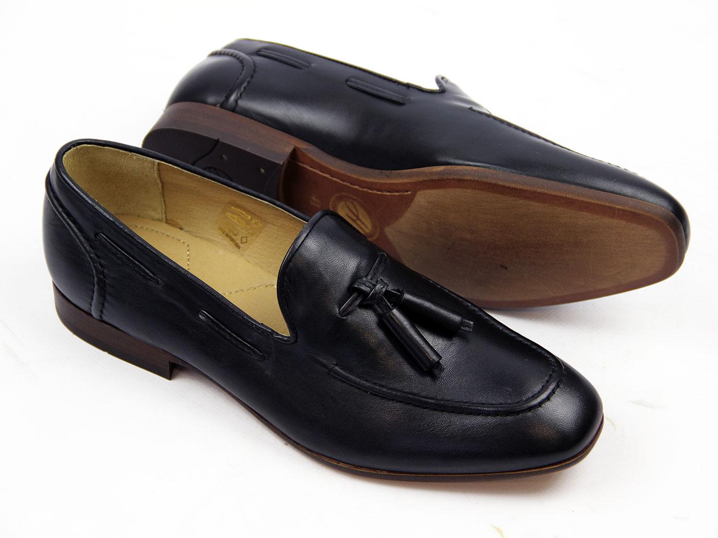 H by HUDSON Pierre Retro 60s Mod Black Leather Loafer Shoes