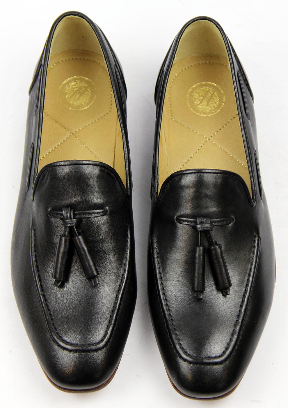 H by HUDSON Pierre Retro 60s Mod Black Leather Loafer Shoes