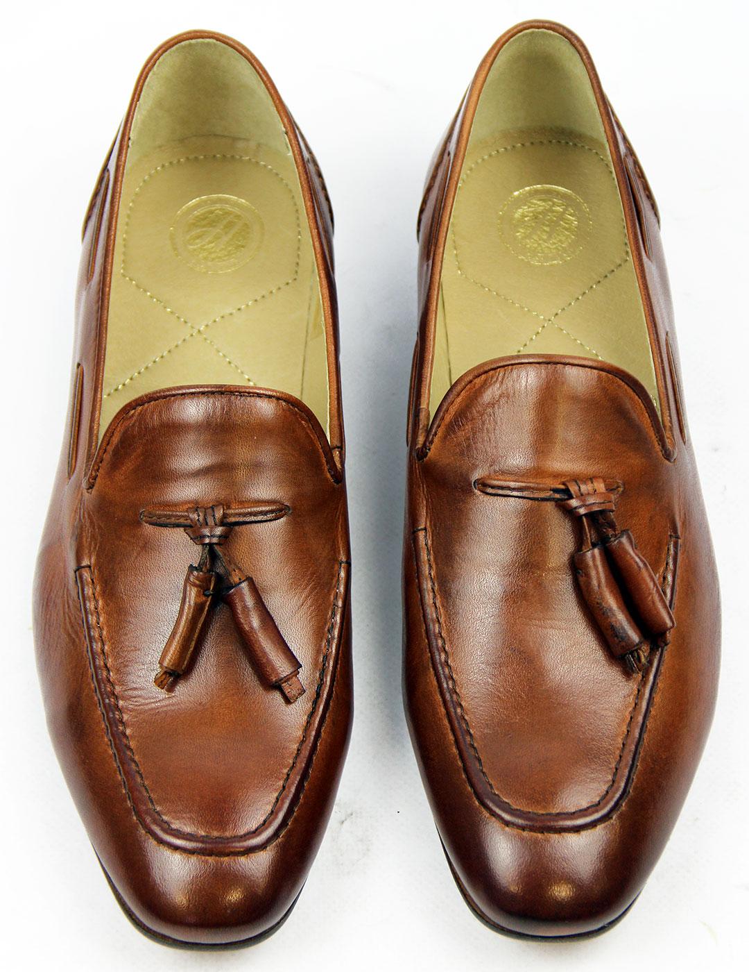 H by HUDSON Pierre Retro 60s Mod Tan Leather Loafer Shoes