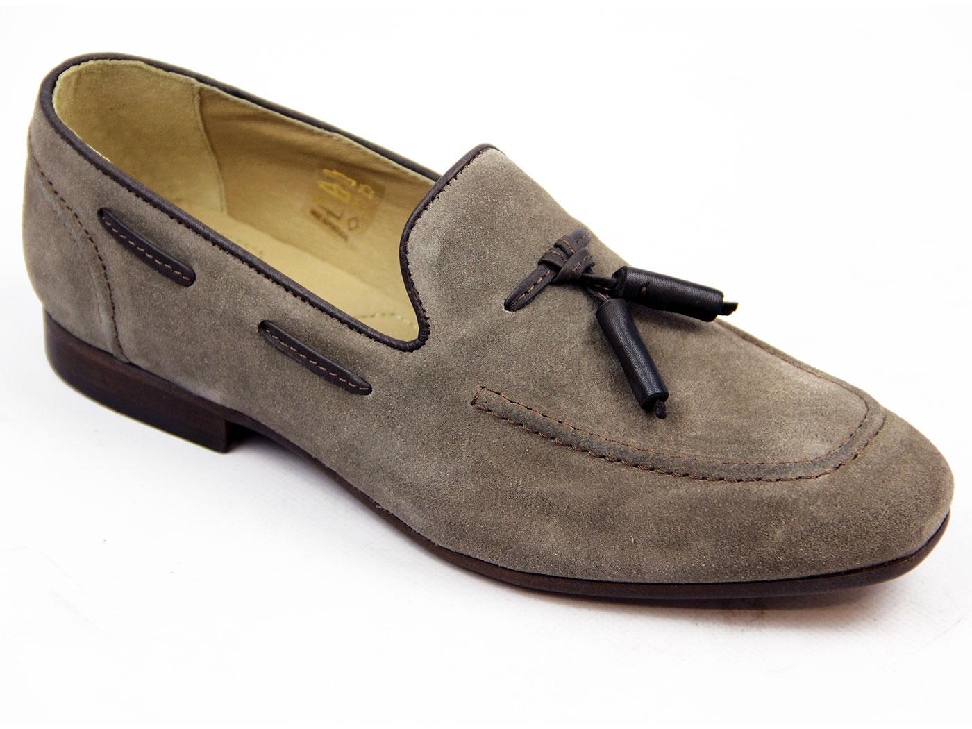 H by HUDSON Pierre Retro 60s Mod Taupe Suede Loafer Shoes