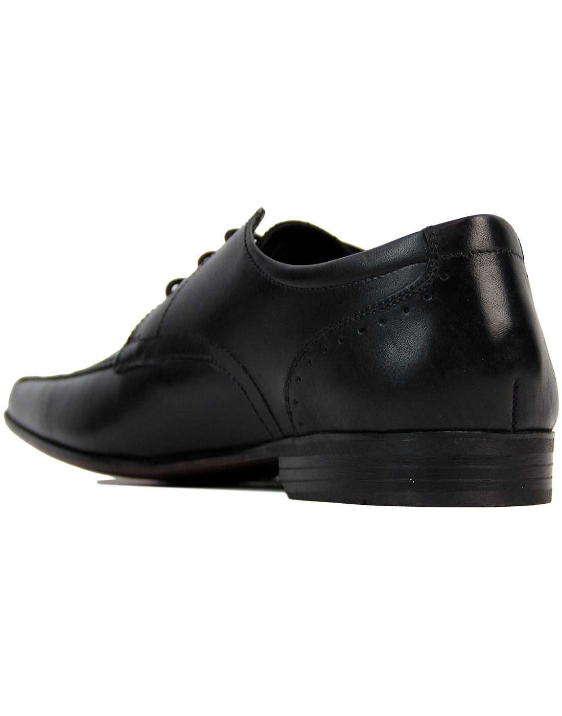 IKON Fraser Men's Retro 60s Mod Leather Chisel Toe Shoes in Black
