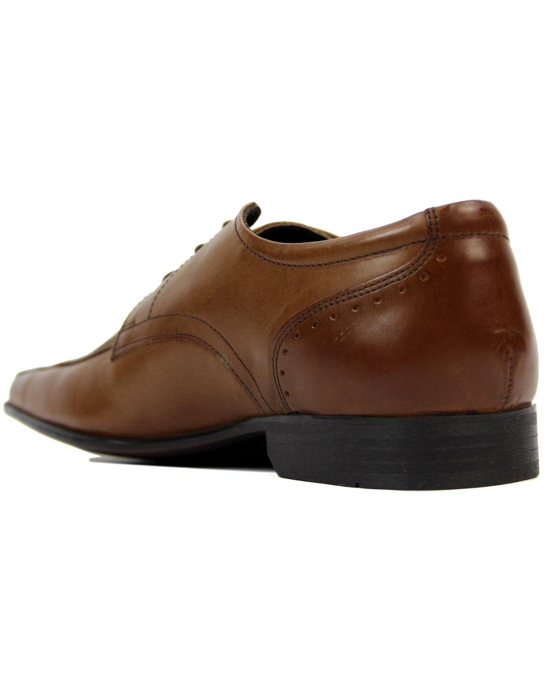 IKON Fraser Men's Retro 60s Mod Leather Chisel Toe Shoes in Tan